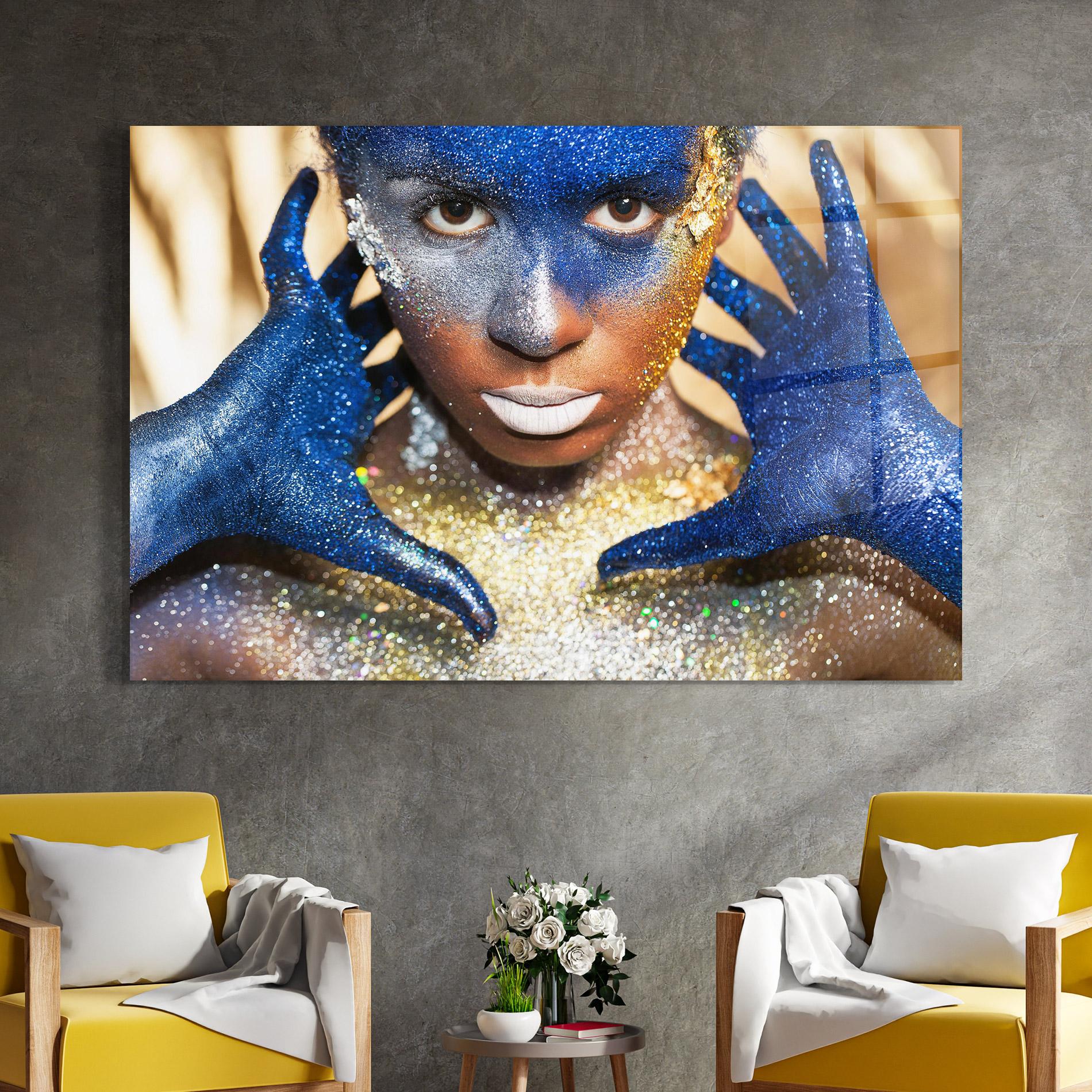 Стъклена картина Glue Gold Glitter mockup 4