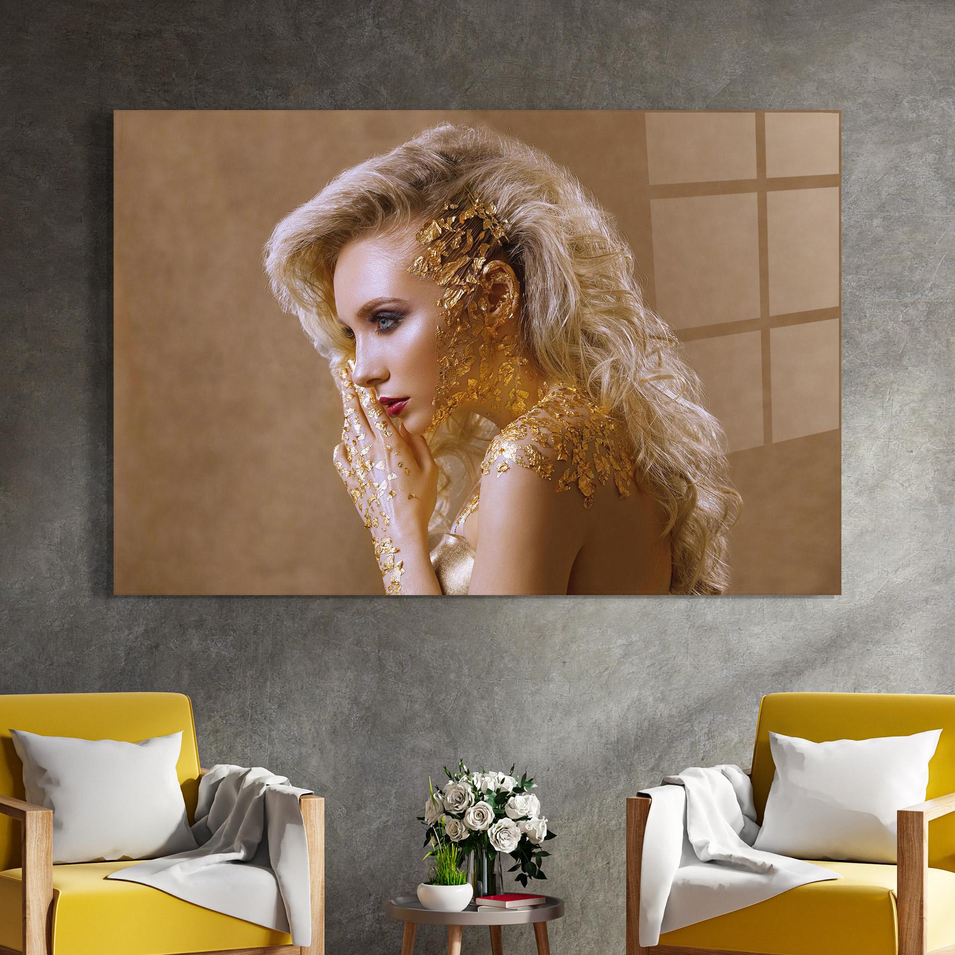Стъклена картина Gold Paper Makeup mockup 4