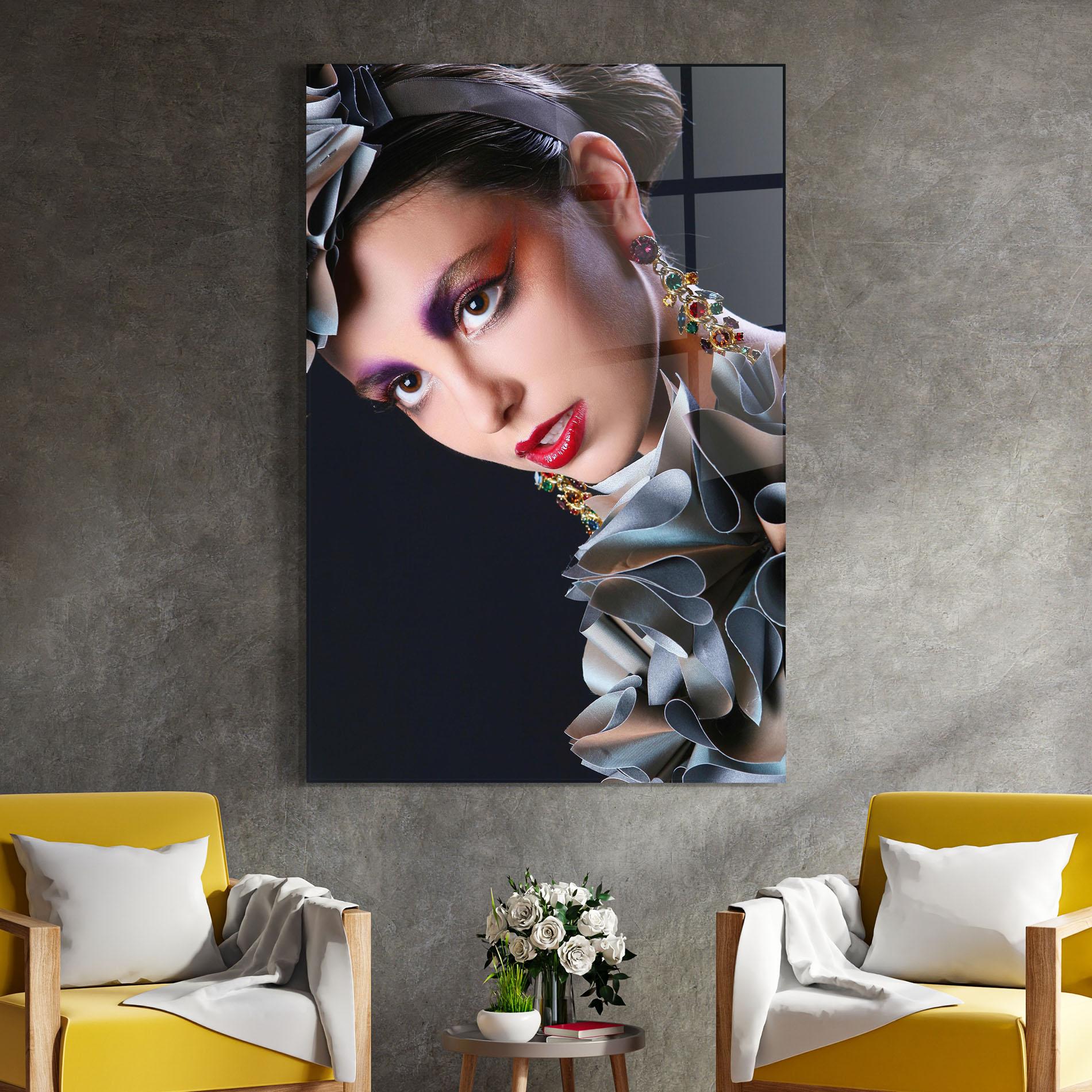 Стъклена картина Big Eyes Makeup mockup 4