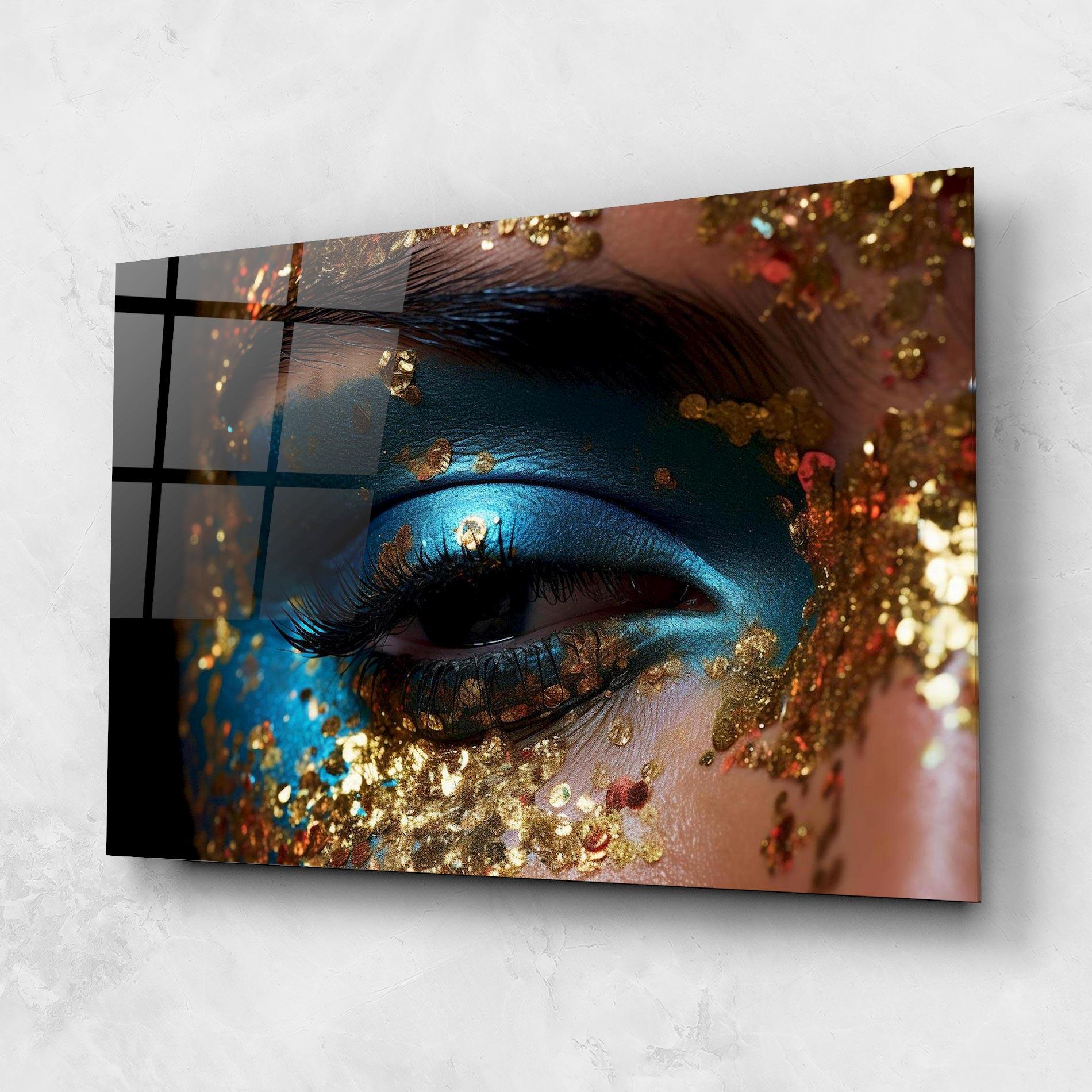 Стъклена картина Blue Gold Glitter mockup 1