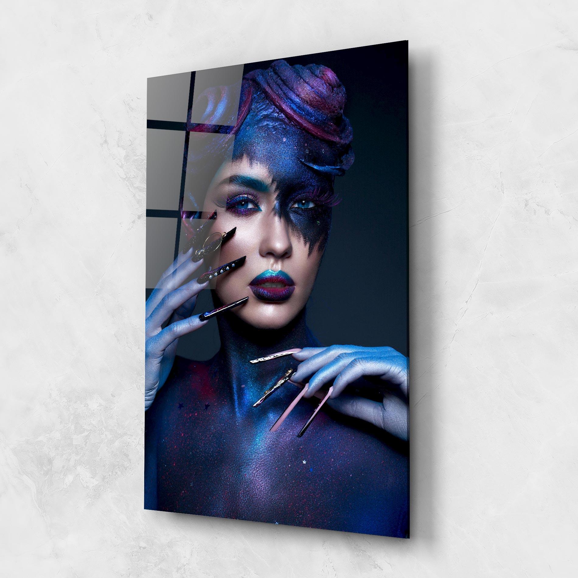 Стъклена картина Galaxy Hair Girl mockup 1