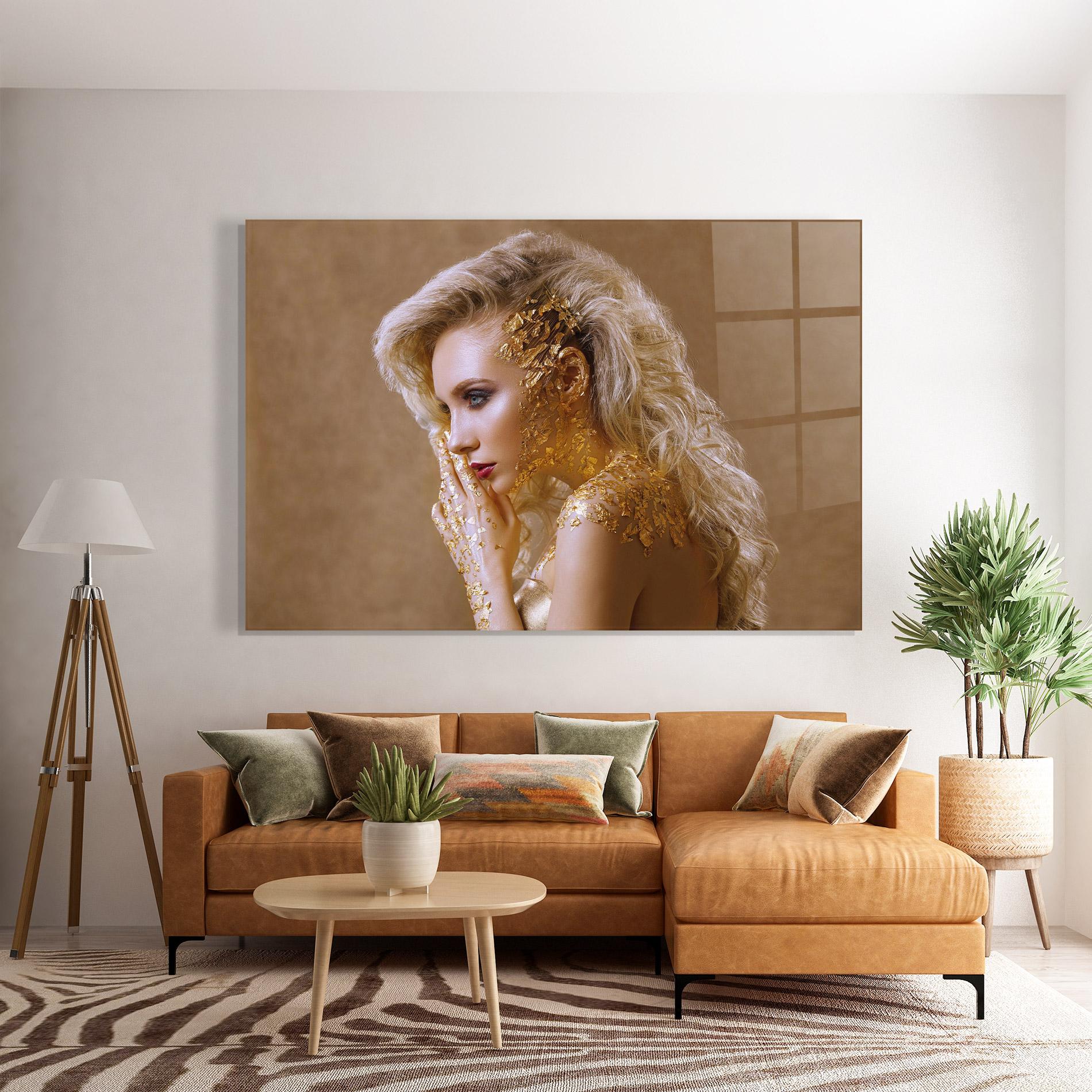 Стъклена картина Gold Paper Makeup mockup 7