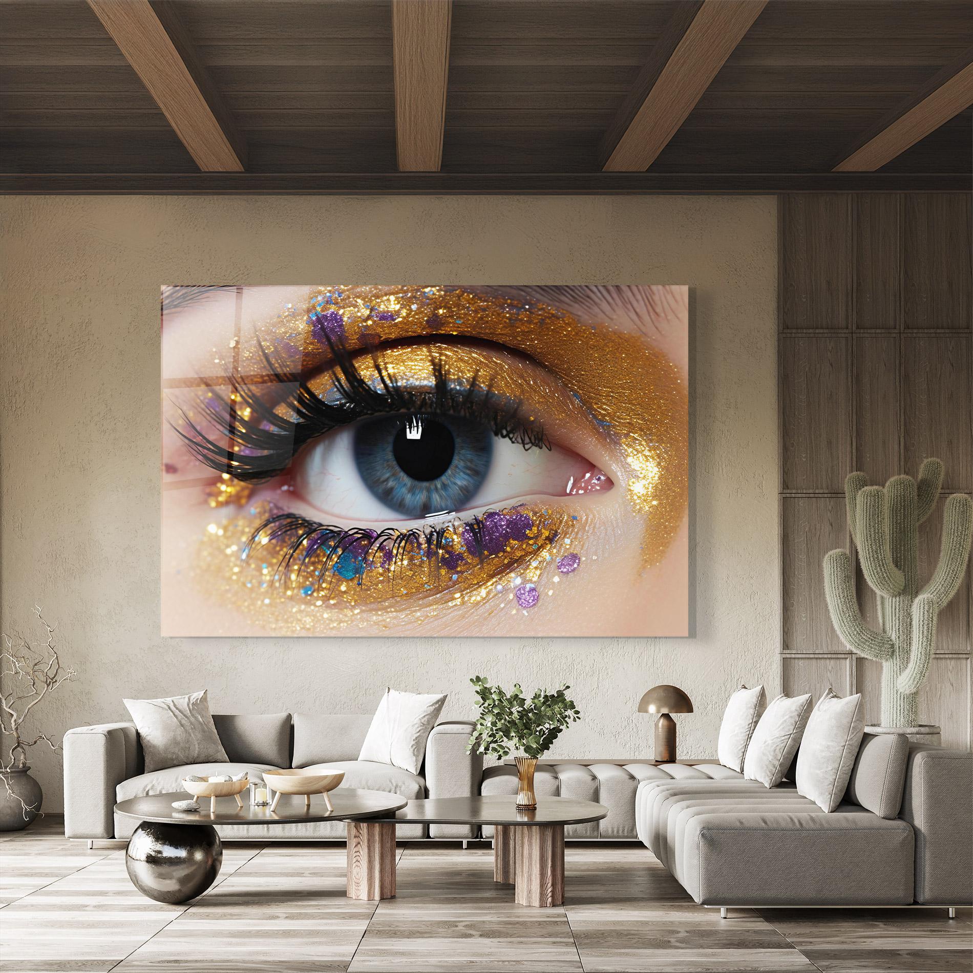 Стъклена картина Blue Eye Make Up mockup 8