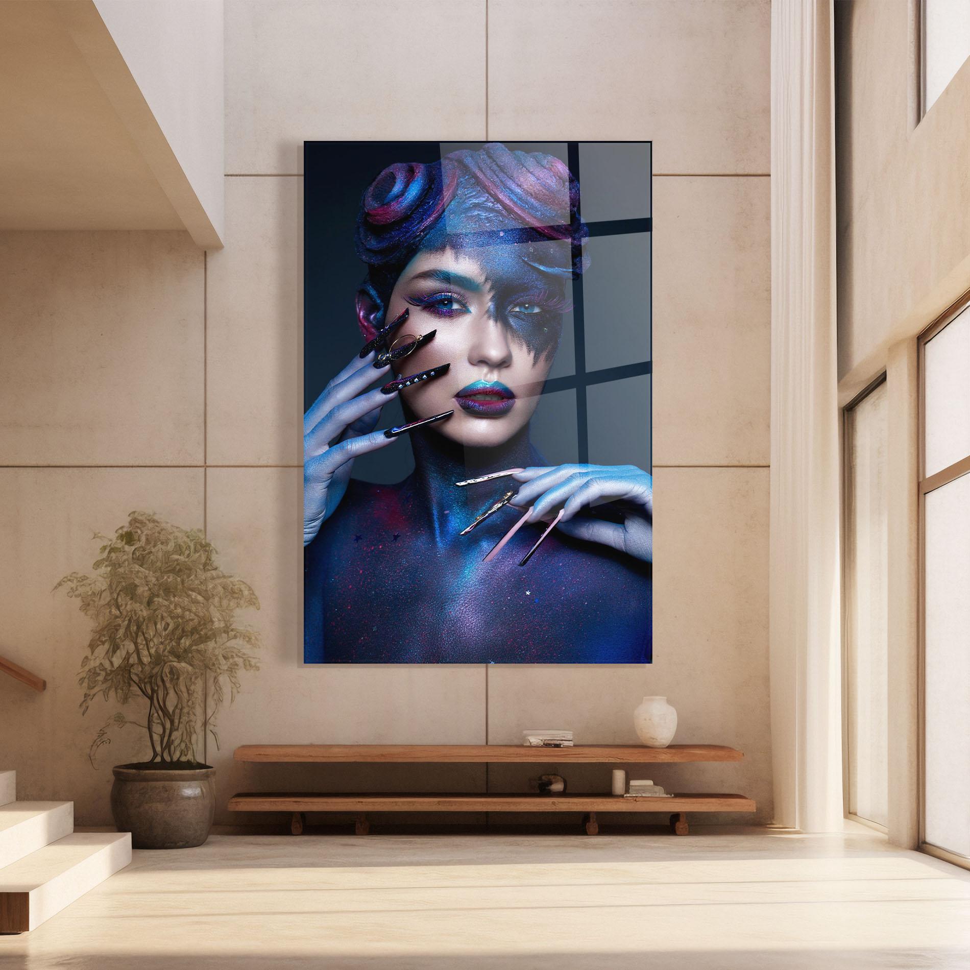 Стъклена картина Galaxy Hair Girl mockup 8