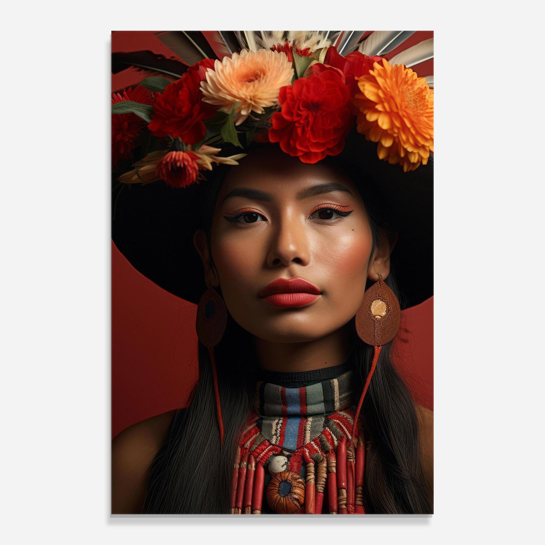 Стъклена картина Colorful Flowers Hat mockup 0