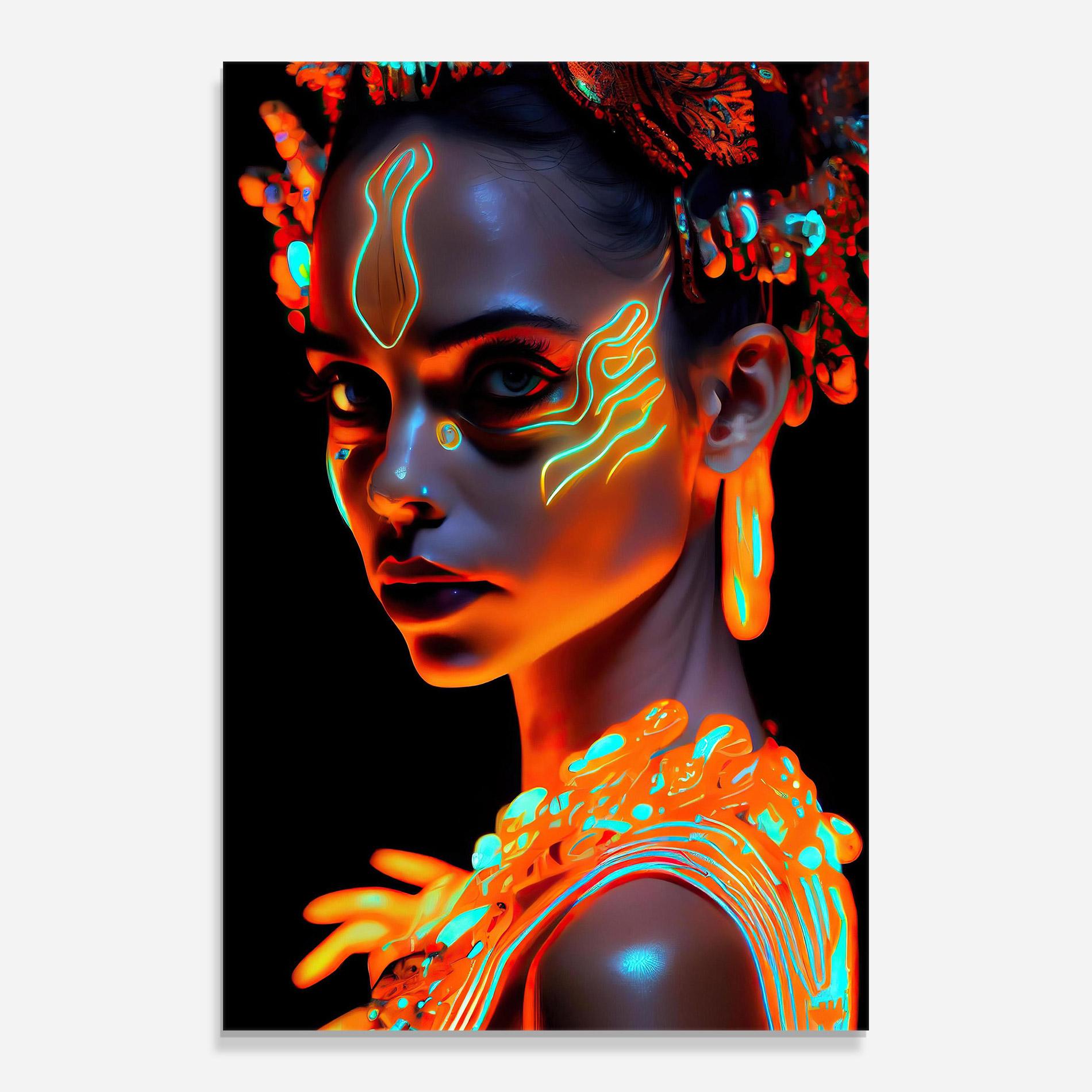 Стъклена картина Glowing Face Paint mockup 0