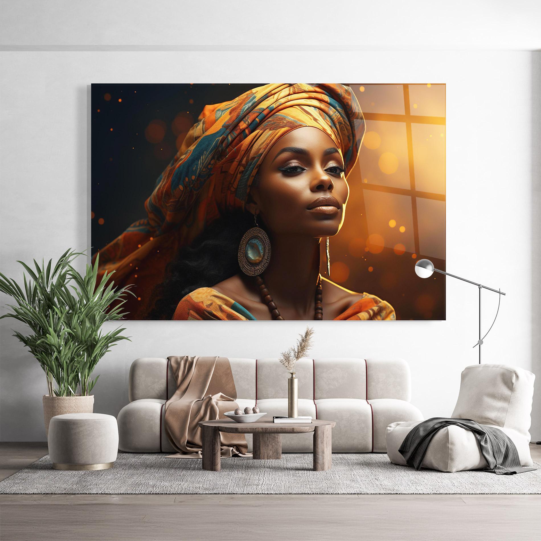 Стъклена картина Fashion African Portrait mockup 9