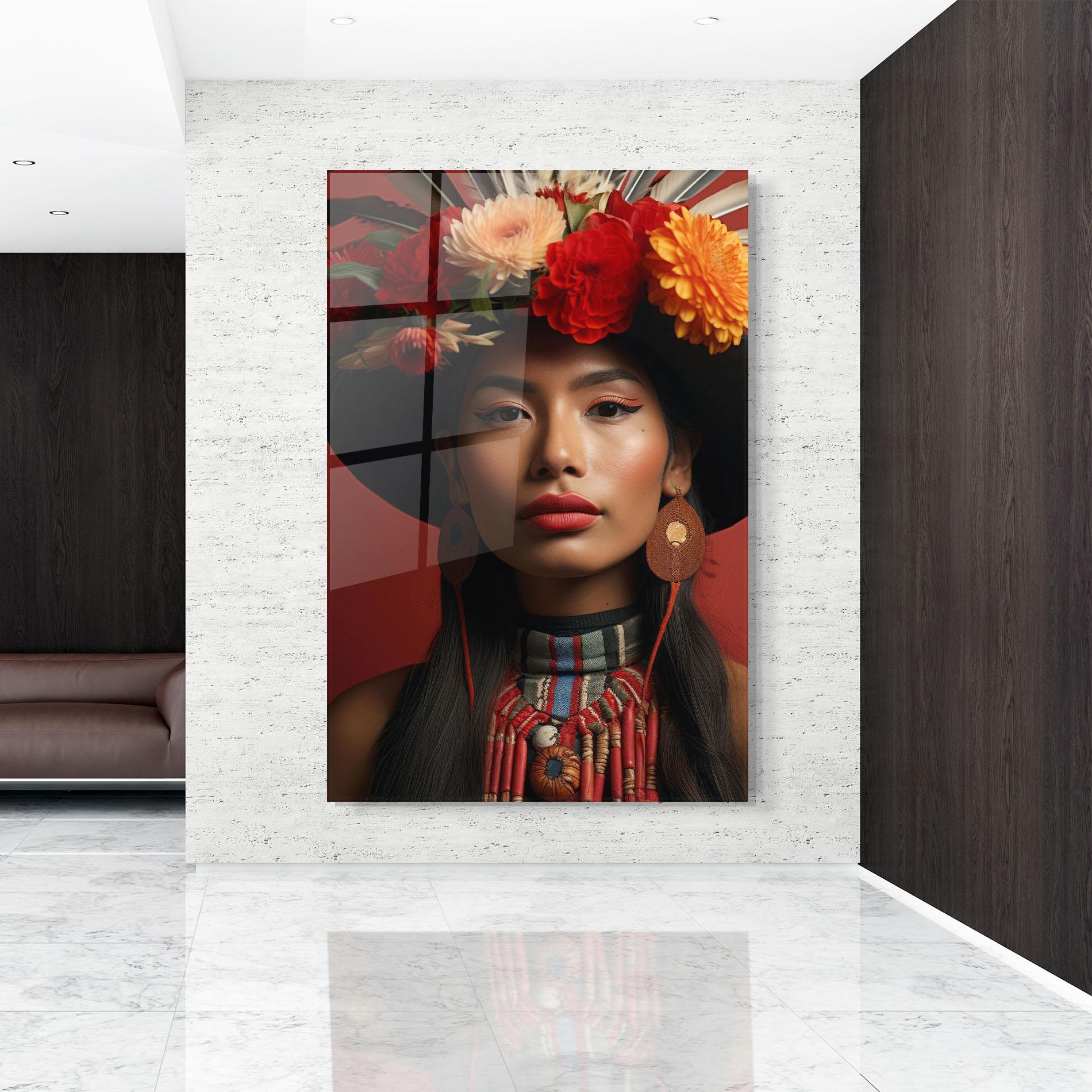 Стъклена картина Colorful Flowers Hat mockup 9