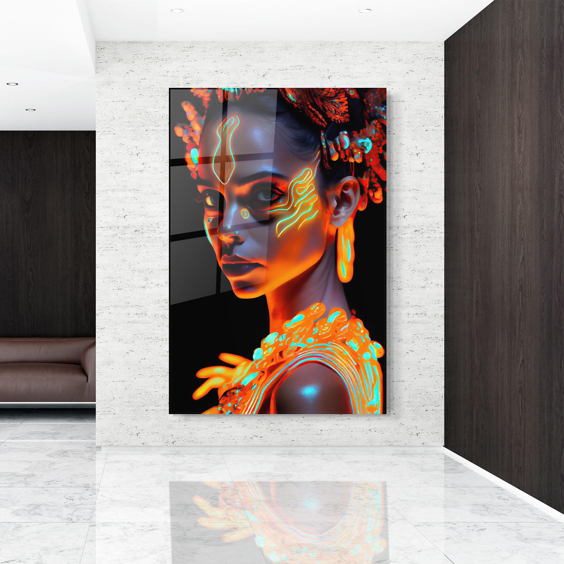 Стъклена картина Glowing Face Paint mockup 9