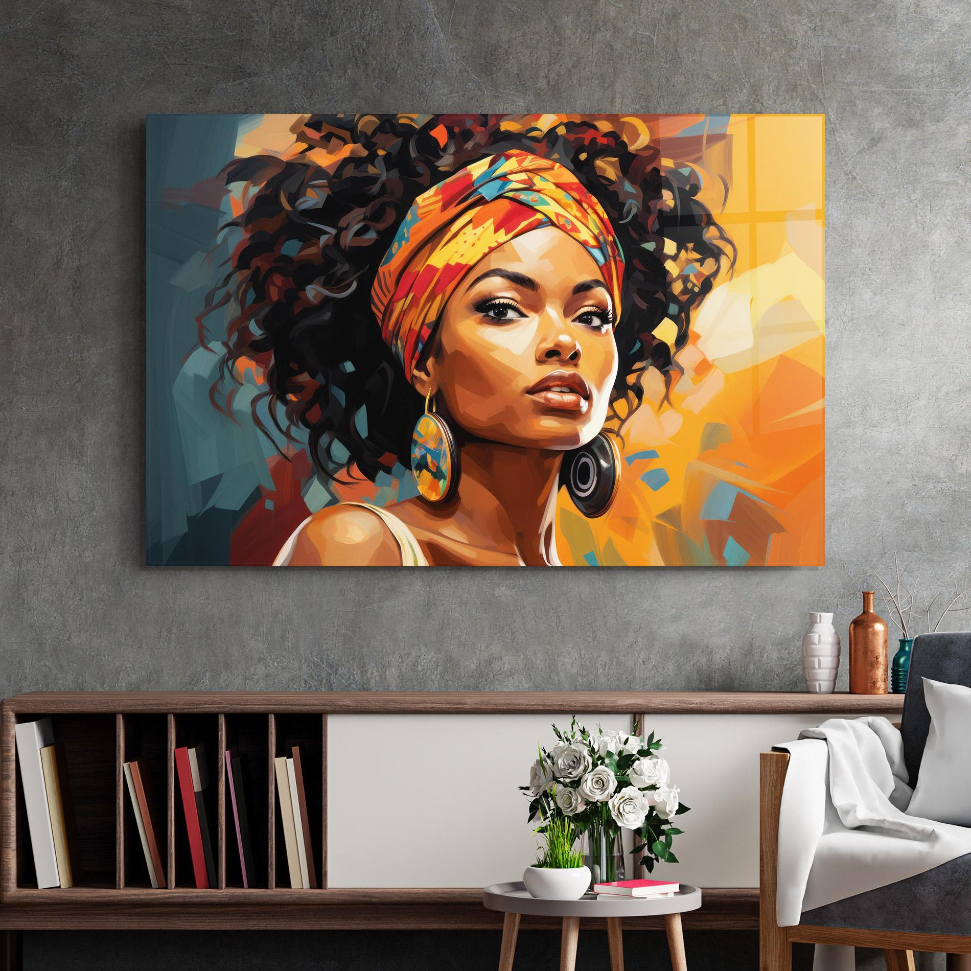 Стъклена картина Colorful Ethic Portrait mockup 2