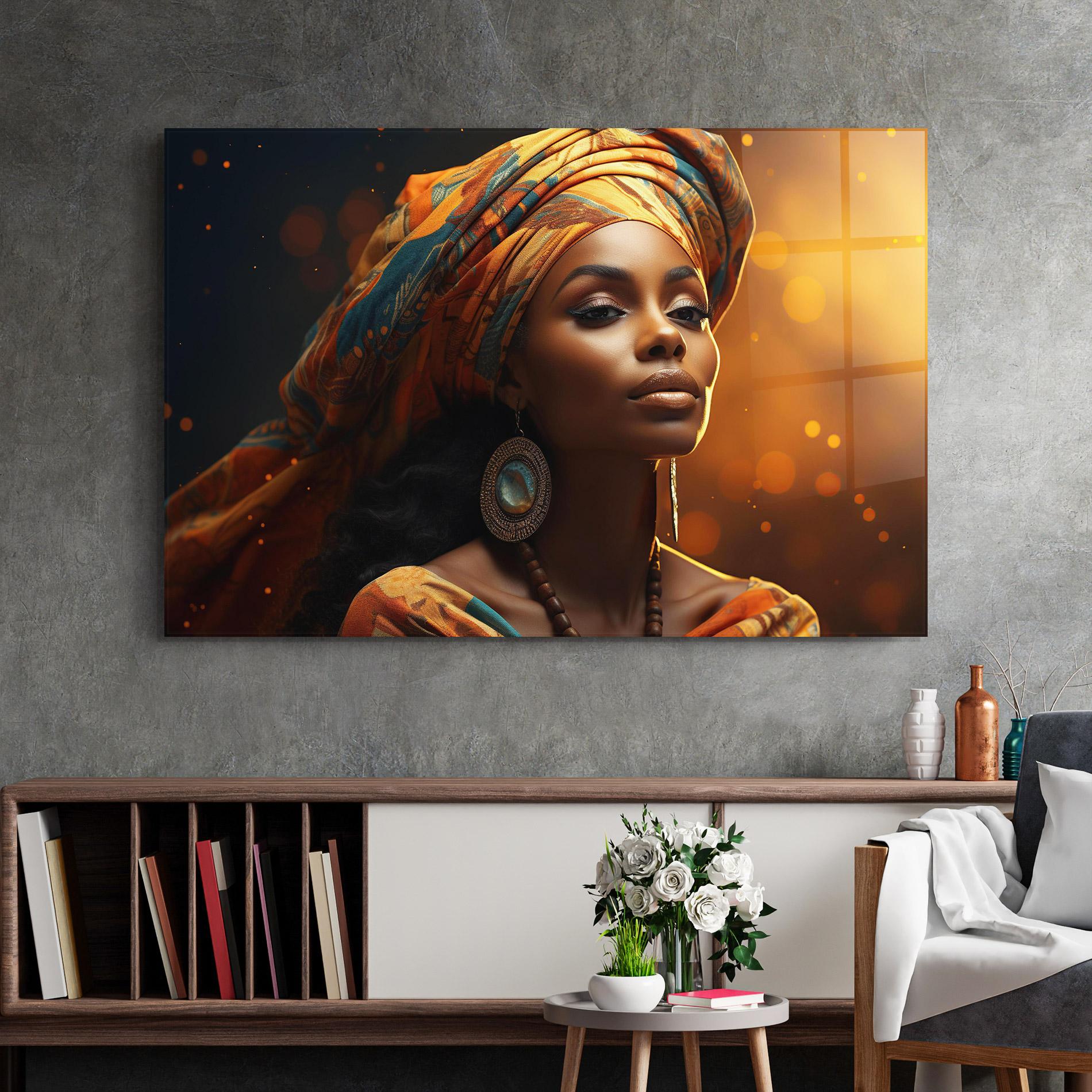 Стъклена картина Fashion African Portrait mockup 2