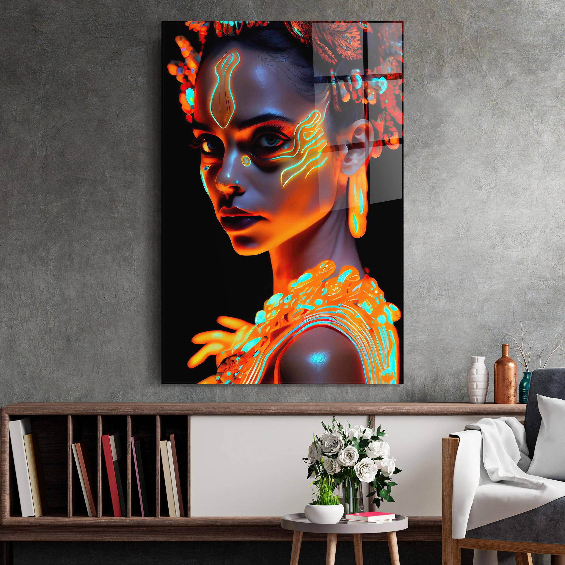 Стъклена картина Glowing Face Paint mockup 2