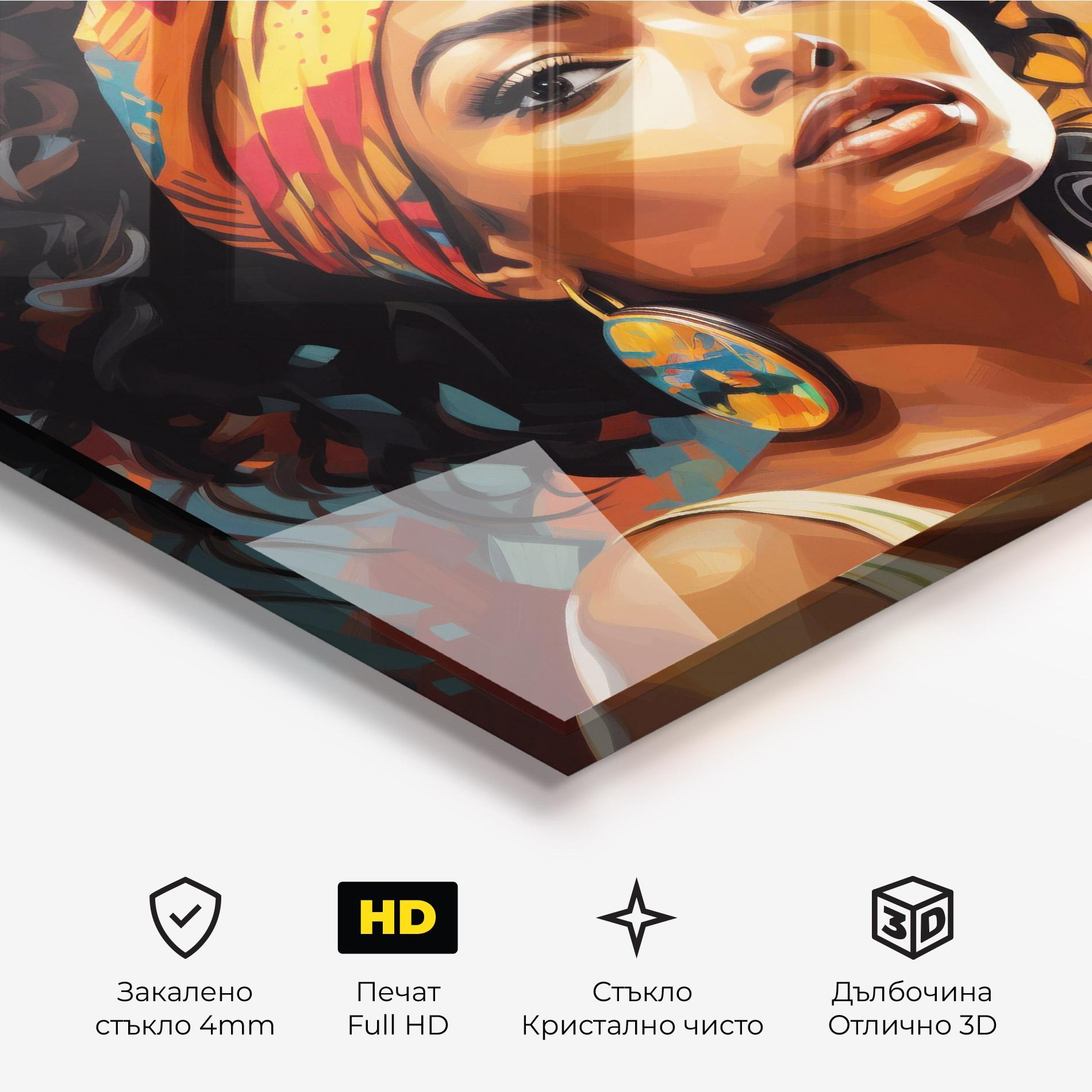 Стъклена картина Colorful Ethic Portrait mockup 3