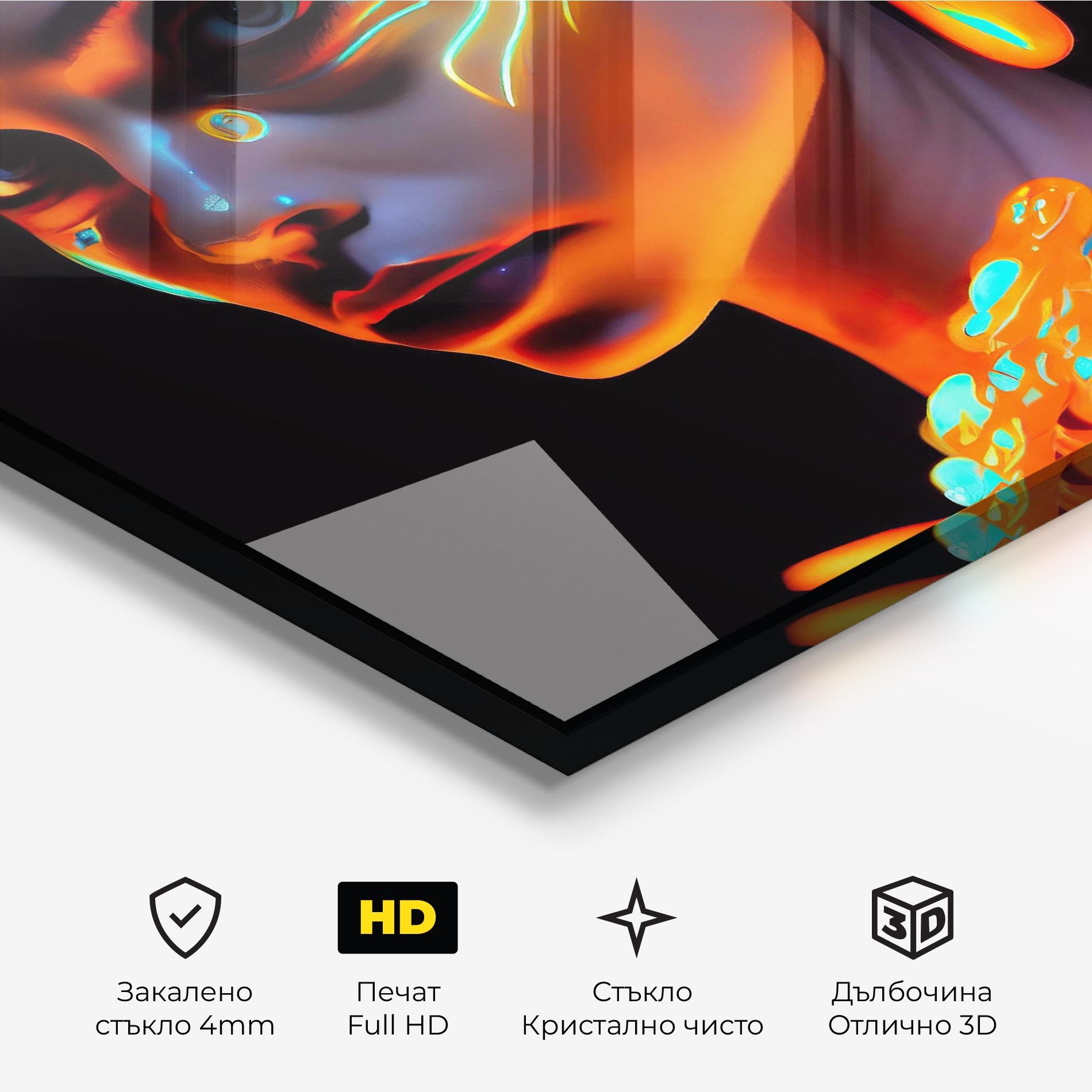 Стъклена картина Glowing Face Paint mockup 3