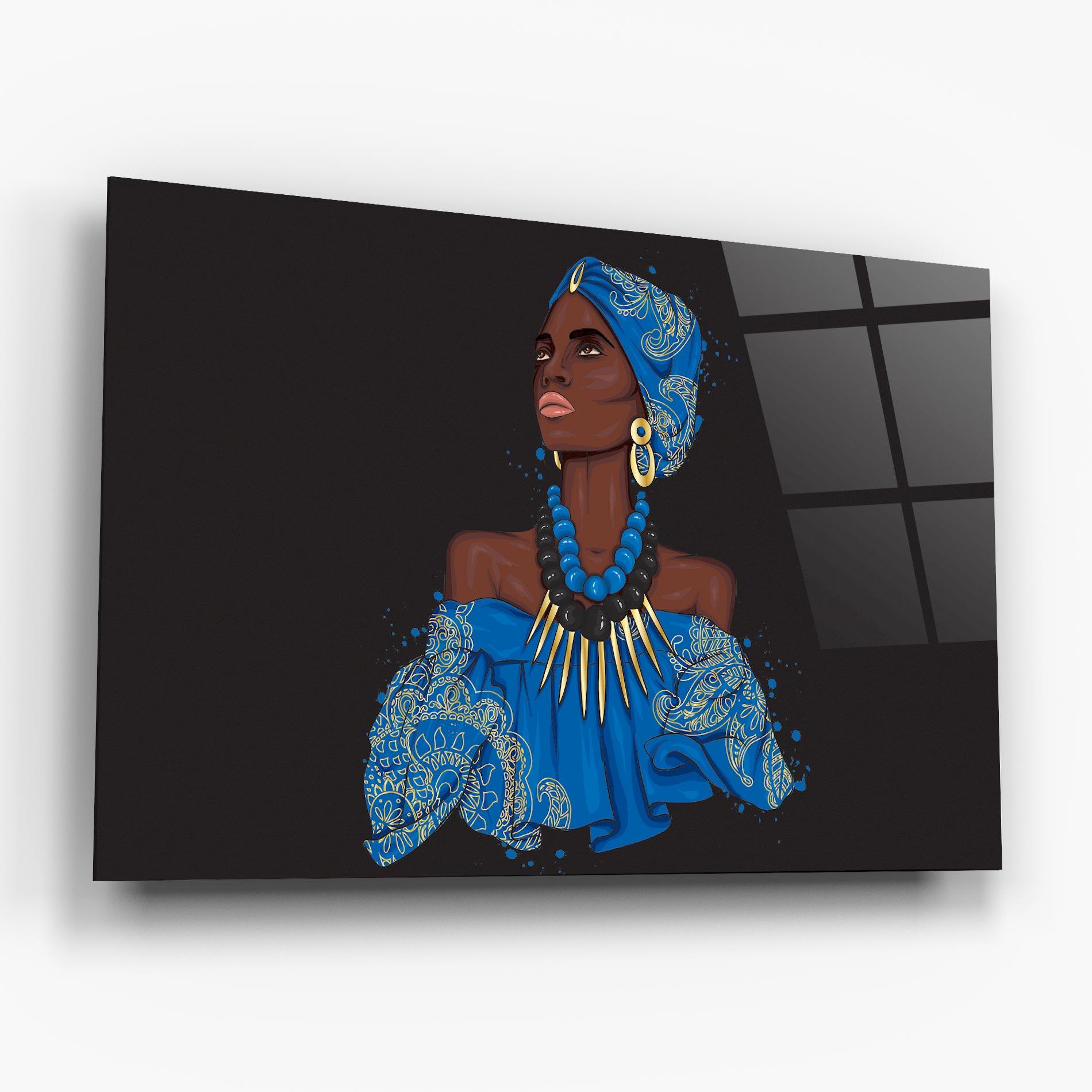 Стъклена картина Blue African Outfit mockup 6