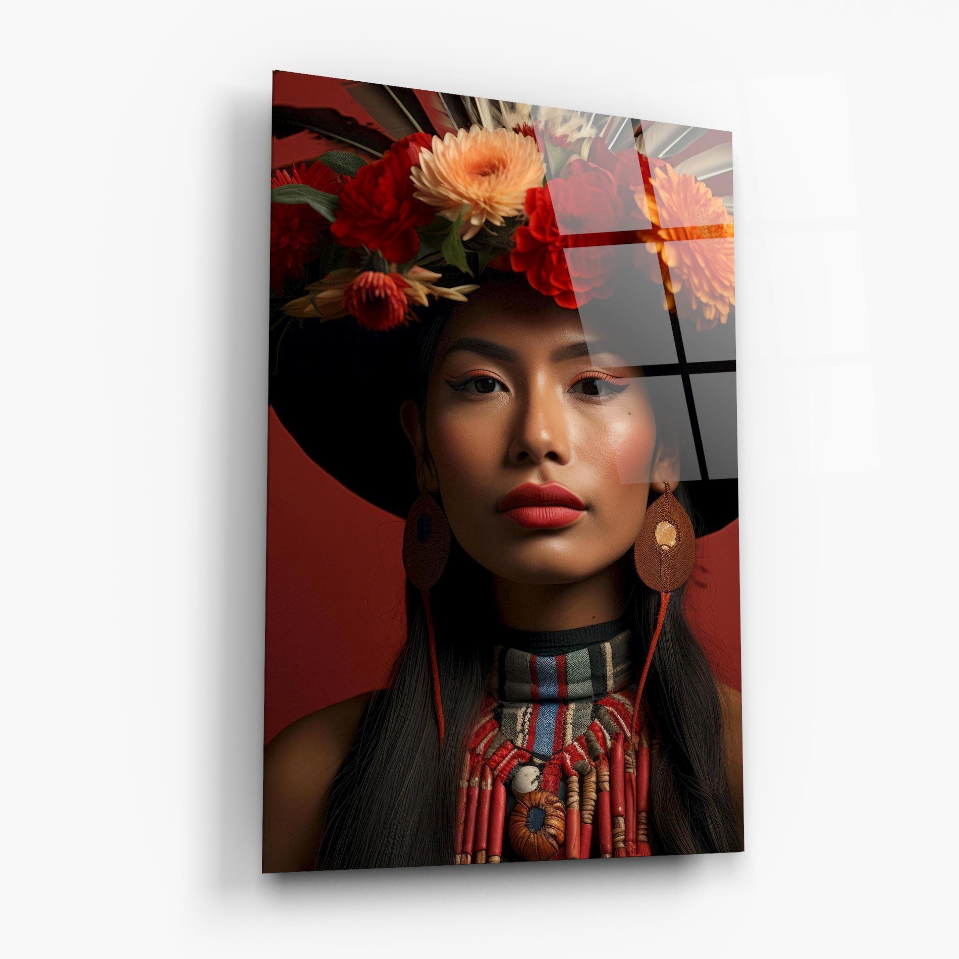 Стъклена картина Colorful Flowers Hat mockup 6