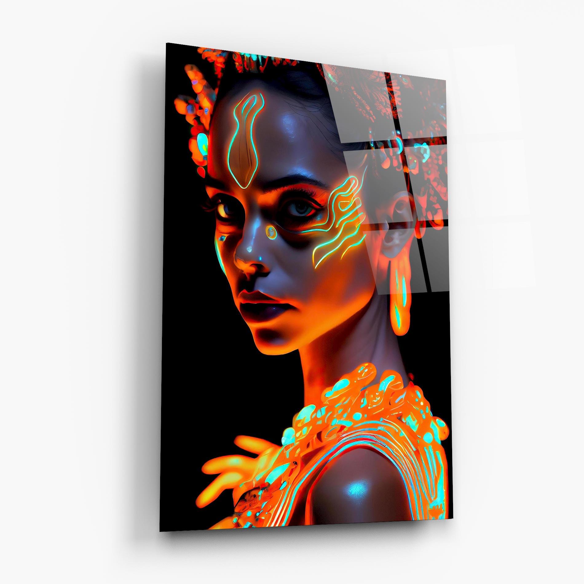 Стъклена картина Glowing Face Paint mockup 6