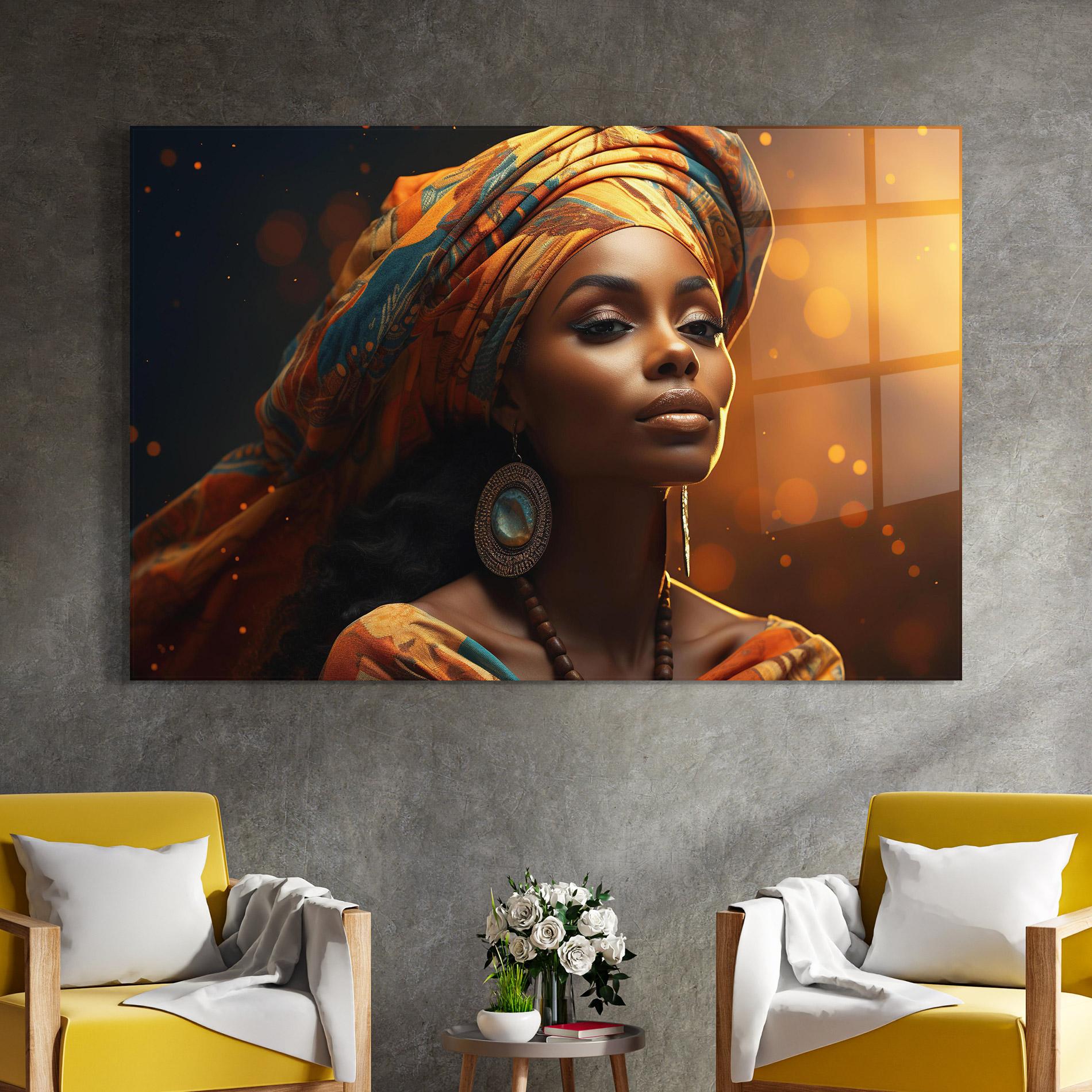 Стъклена картина Fashion African Portrait mockup 4