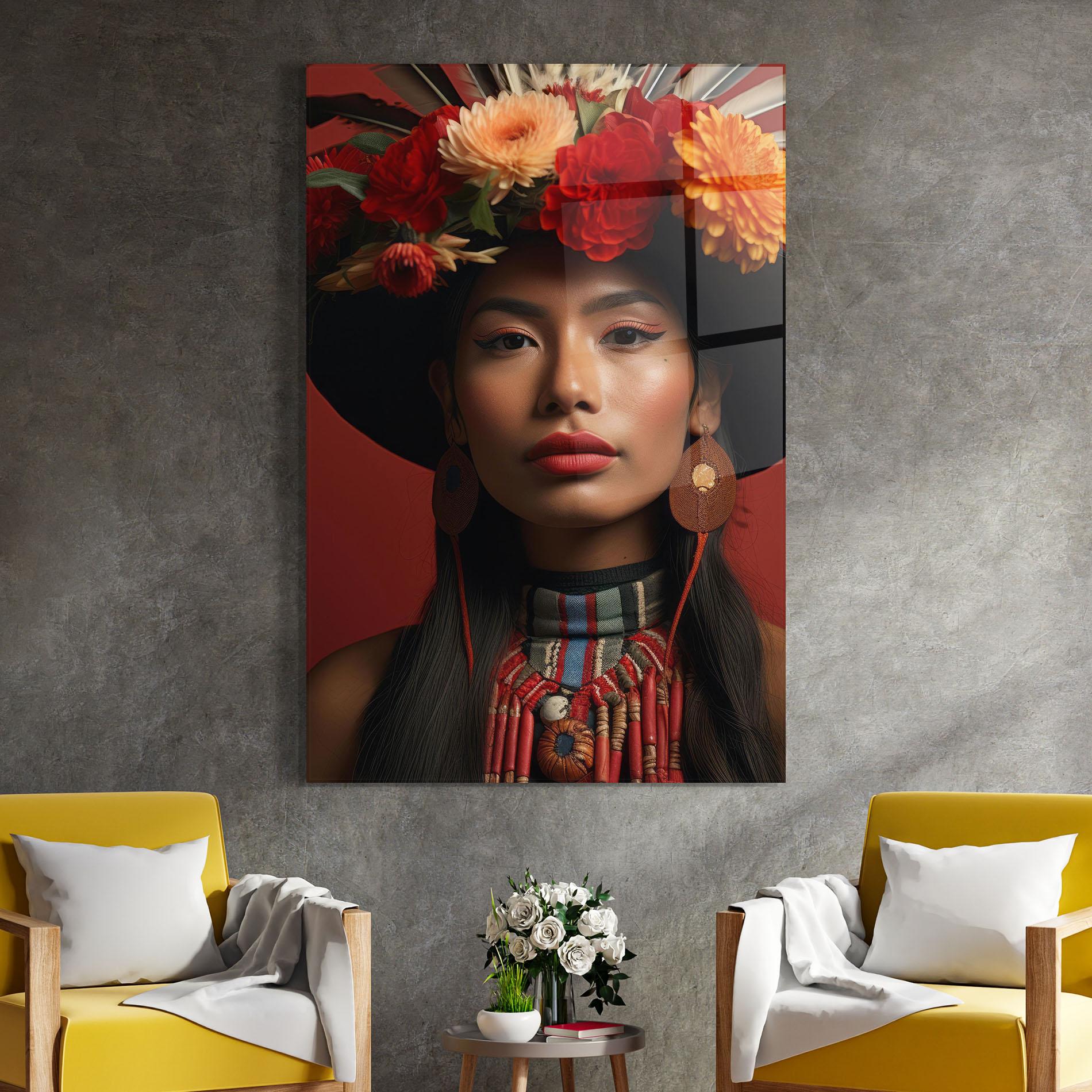 Стъклена картина Colorful Flowers Hat mockup 4