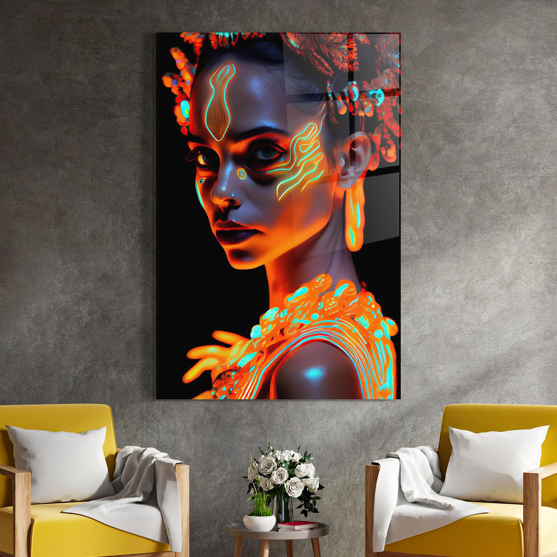 Стъклена картина Glowing Face Paint mockup 4