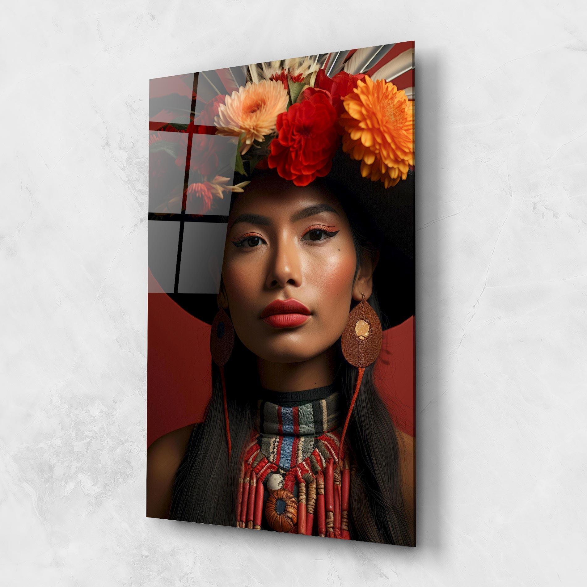 Стъклена картина Colorful Flowers Hat mockup 1