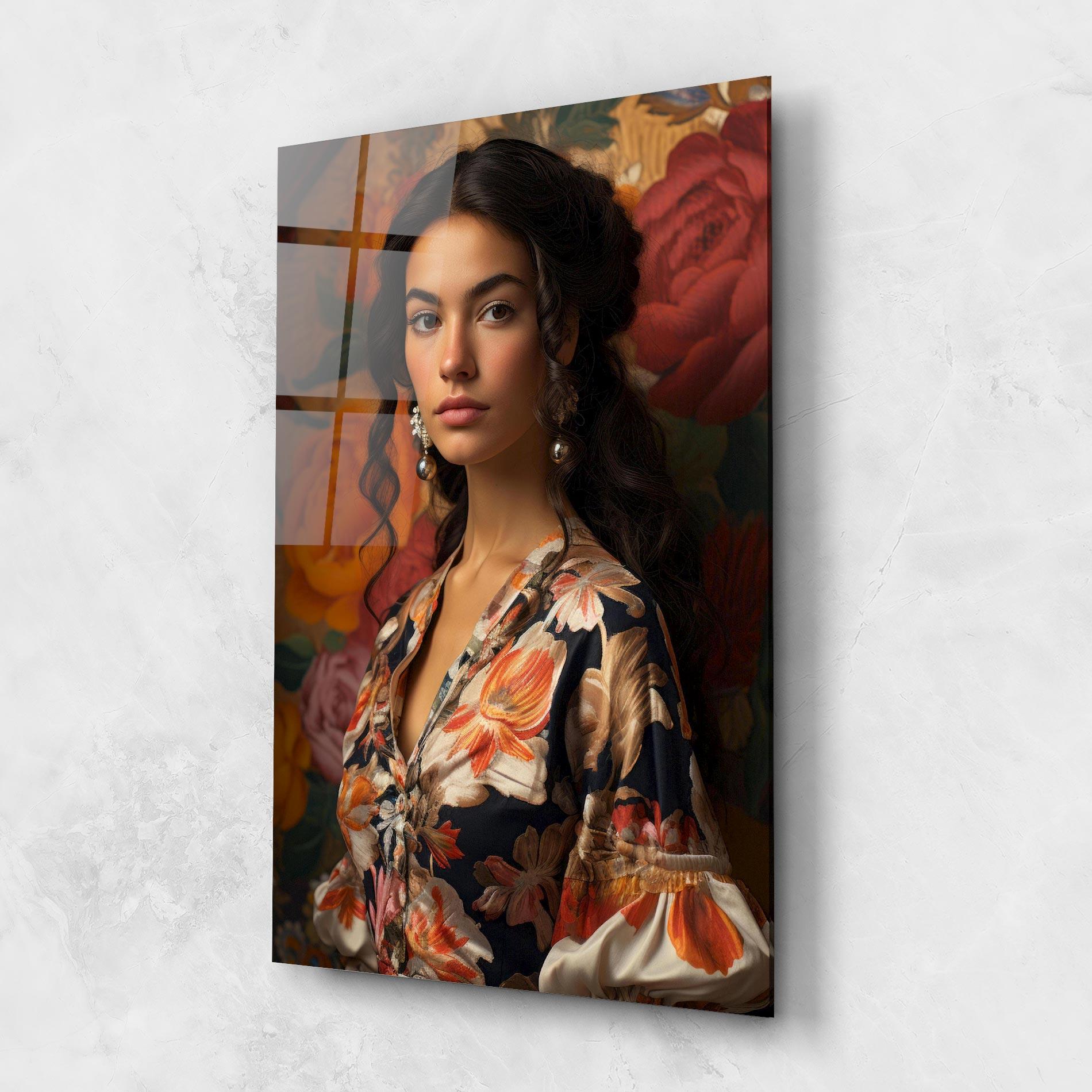 Стъклена картина Floral Dress Lady mockup 1