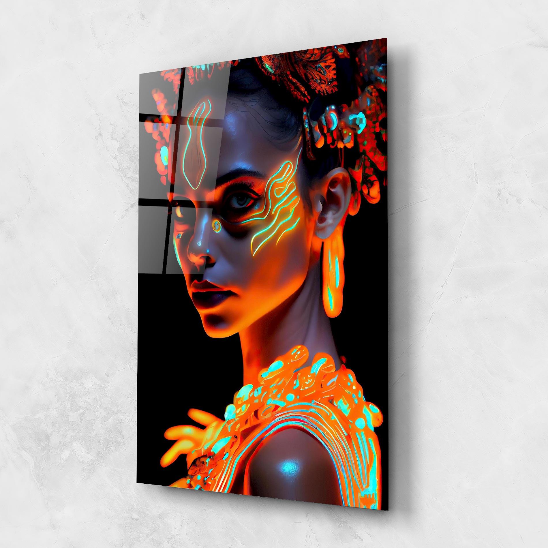 Стъклена картина Glowing Face Paint mockup 1