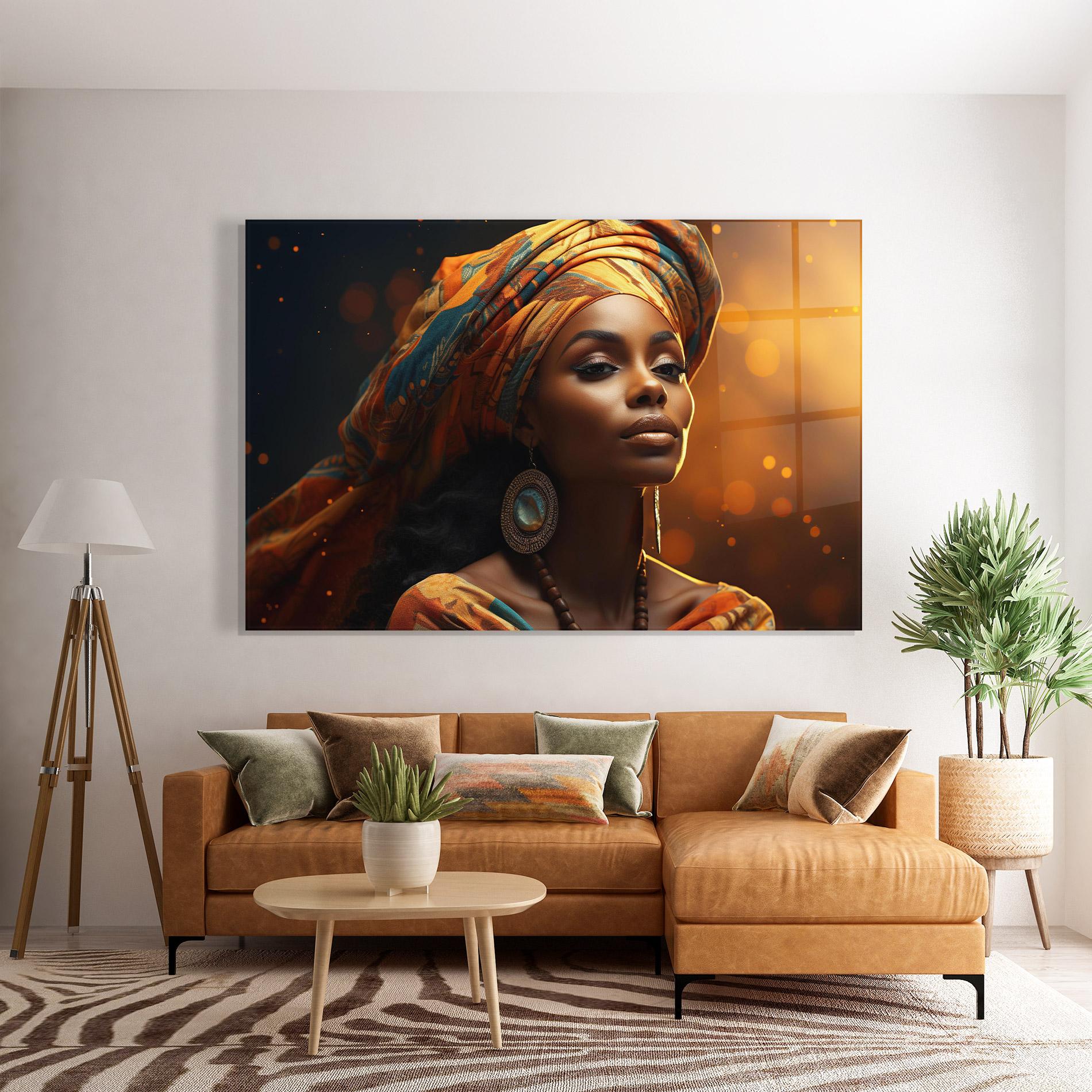 Стъклена картина Fashion African Portrait mockup 7