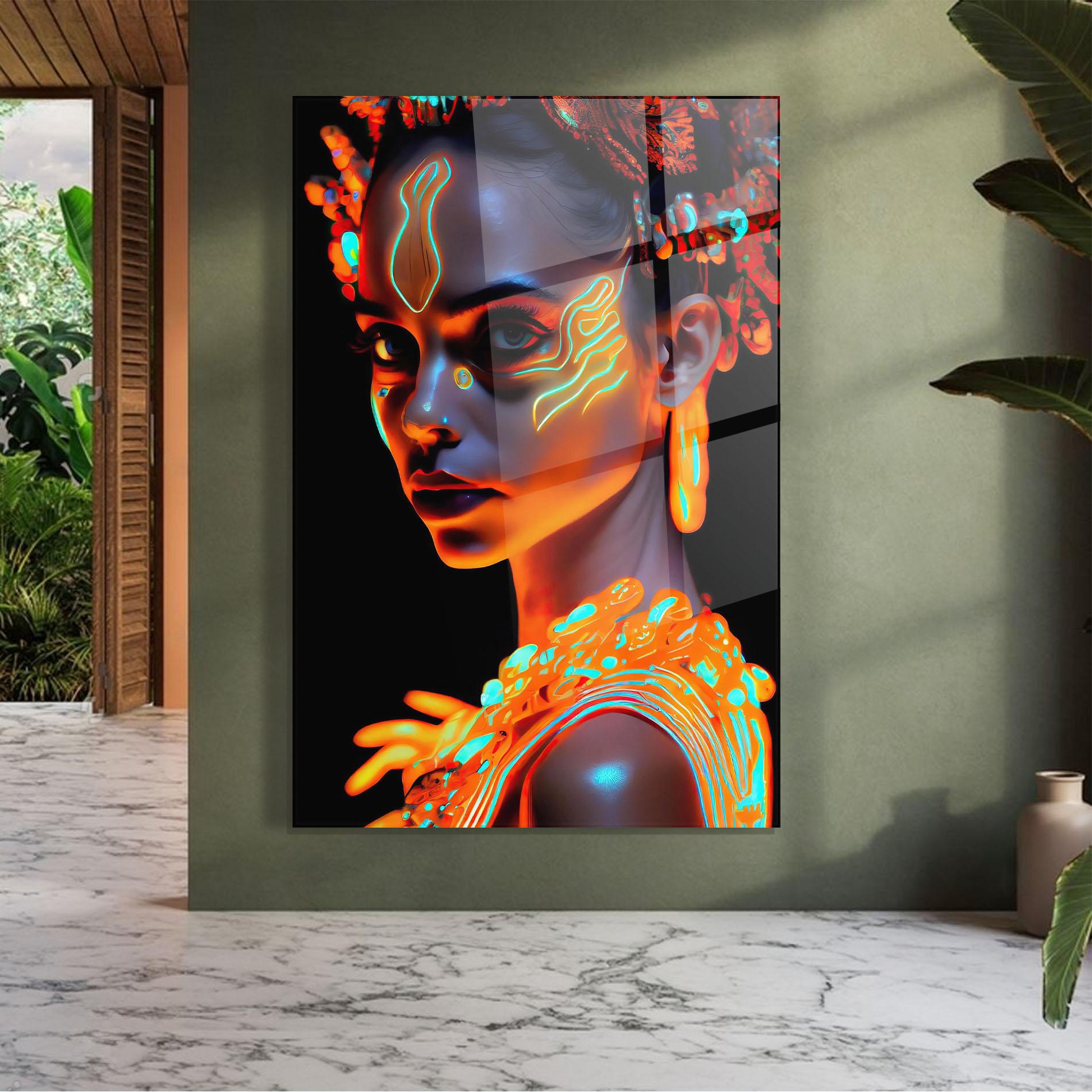 Стъклена картина Glowing Face Paint mockup 7