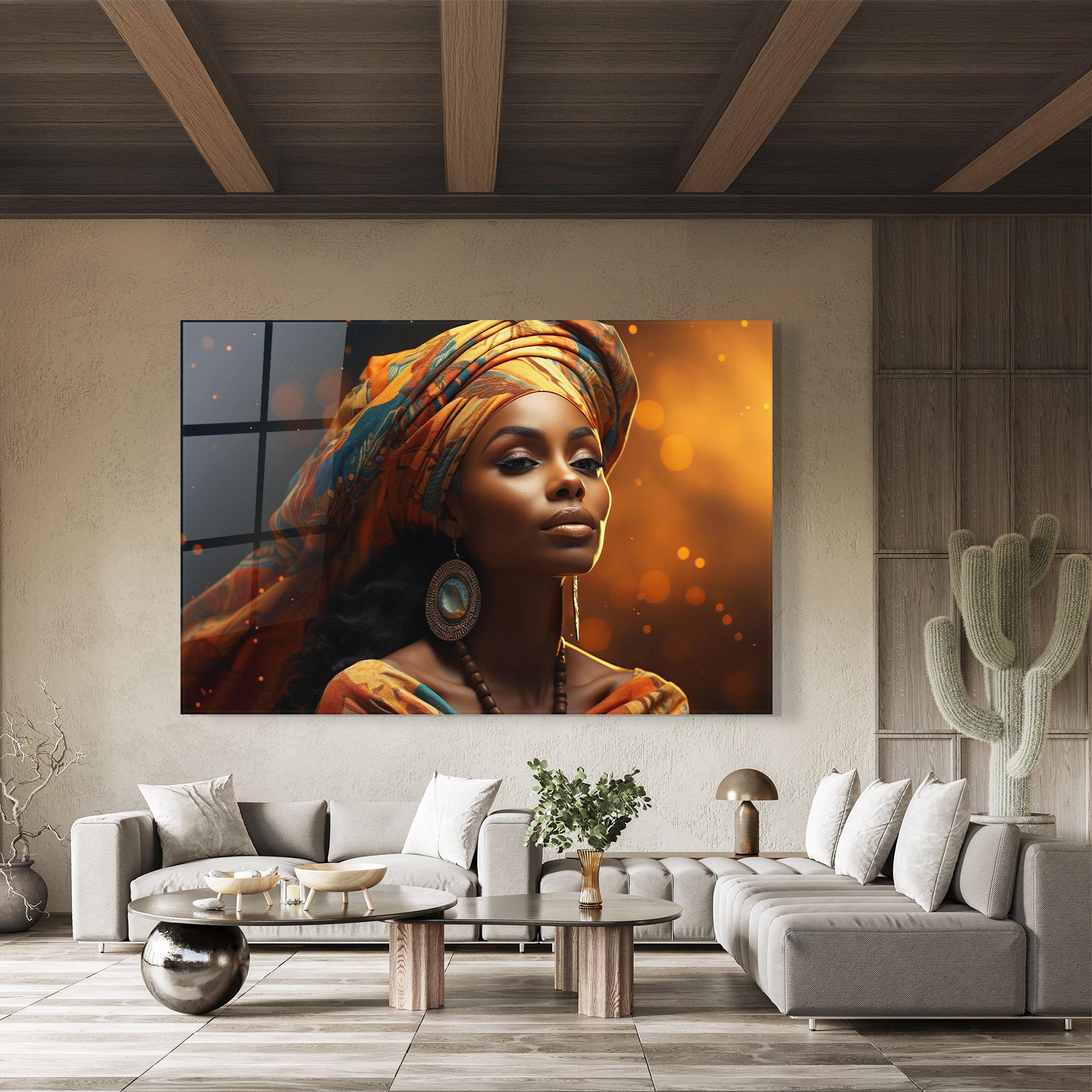 Стъклена картина Fashion African Portrait mockup 8