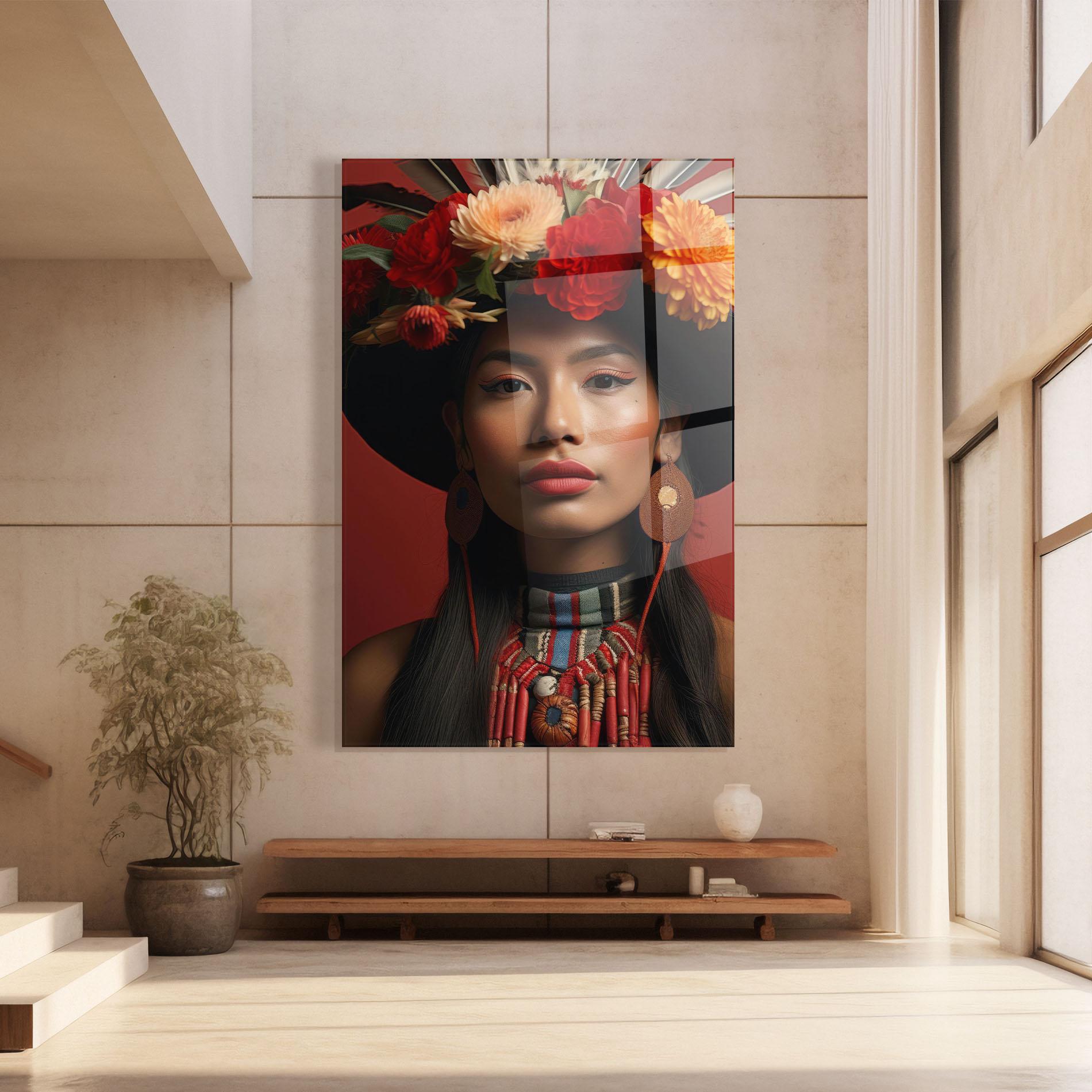 Стъклена картина Colorful Flowers Hat mockup 8