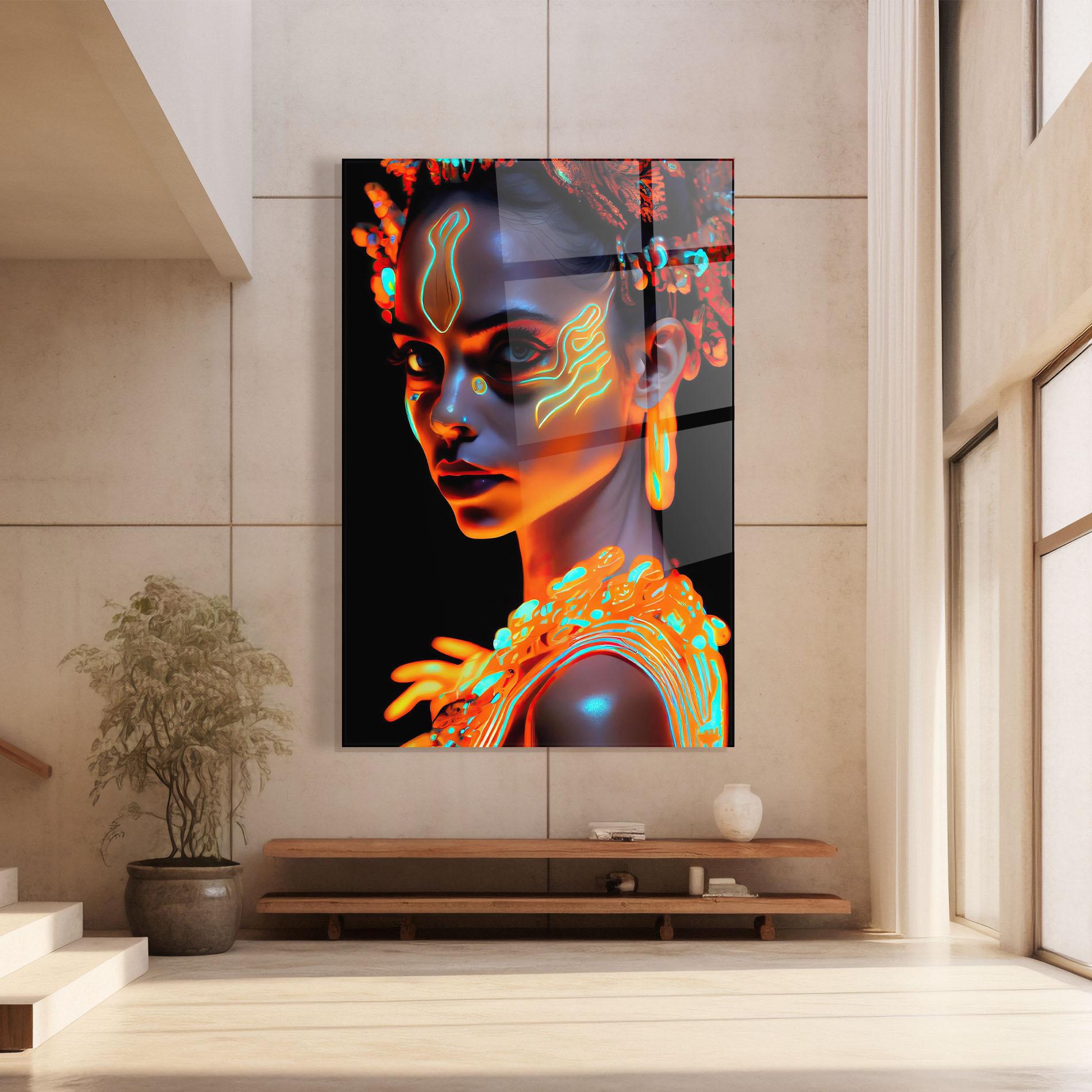 Стъклена картина Glowing Face Paint mockup 8