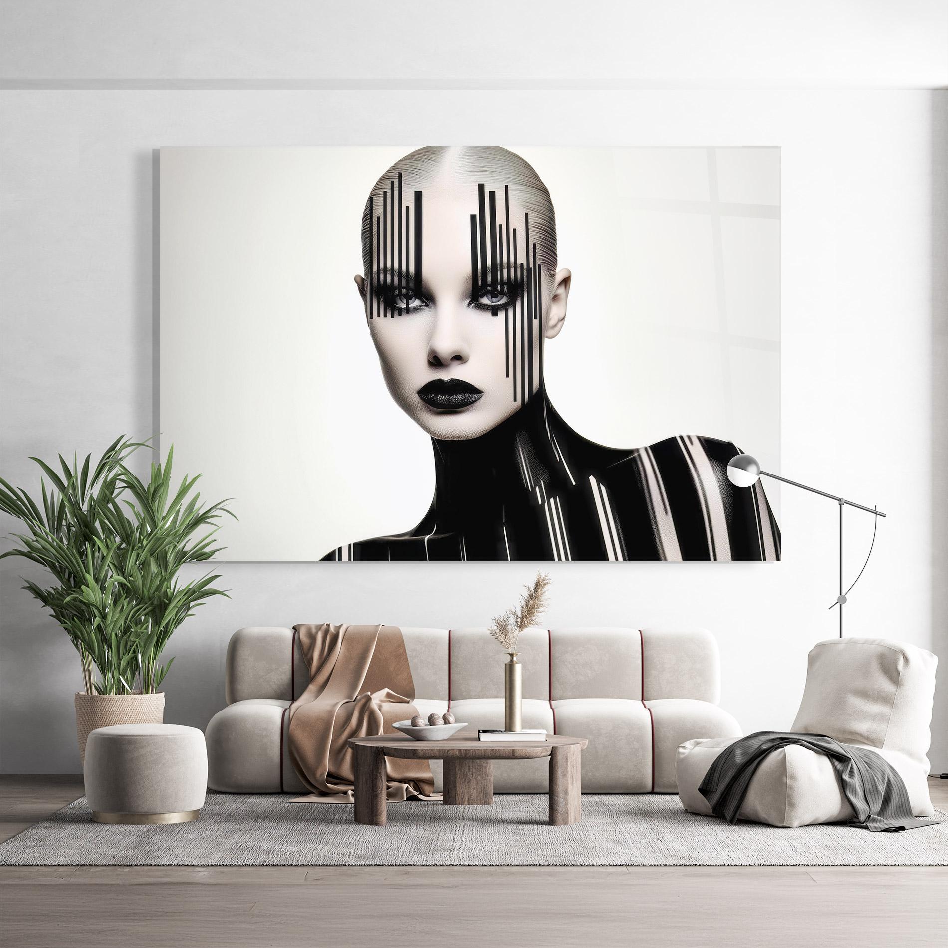 Стъклена картина Black Lips And Outfit mockup 9