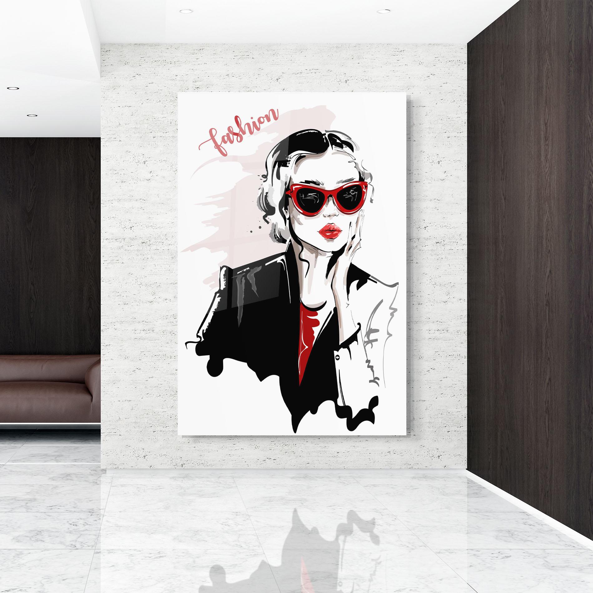 Стъклена картина Fashion Red Glasses mockup 9