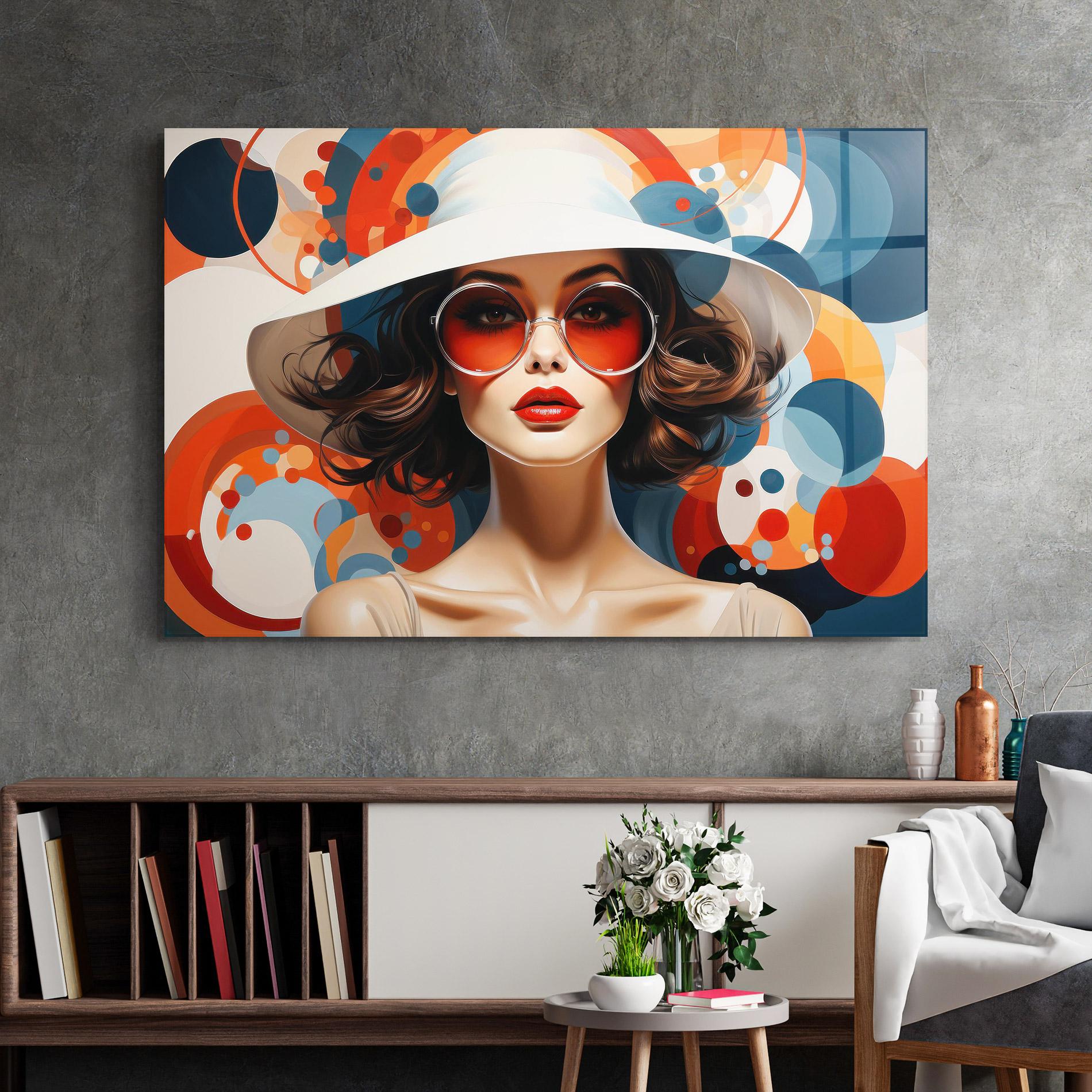 Стъклена картина Big Glasses Woman mockup 2