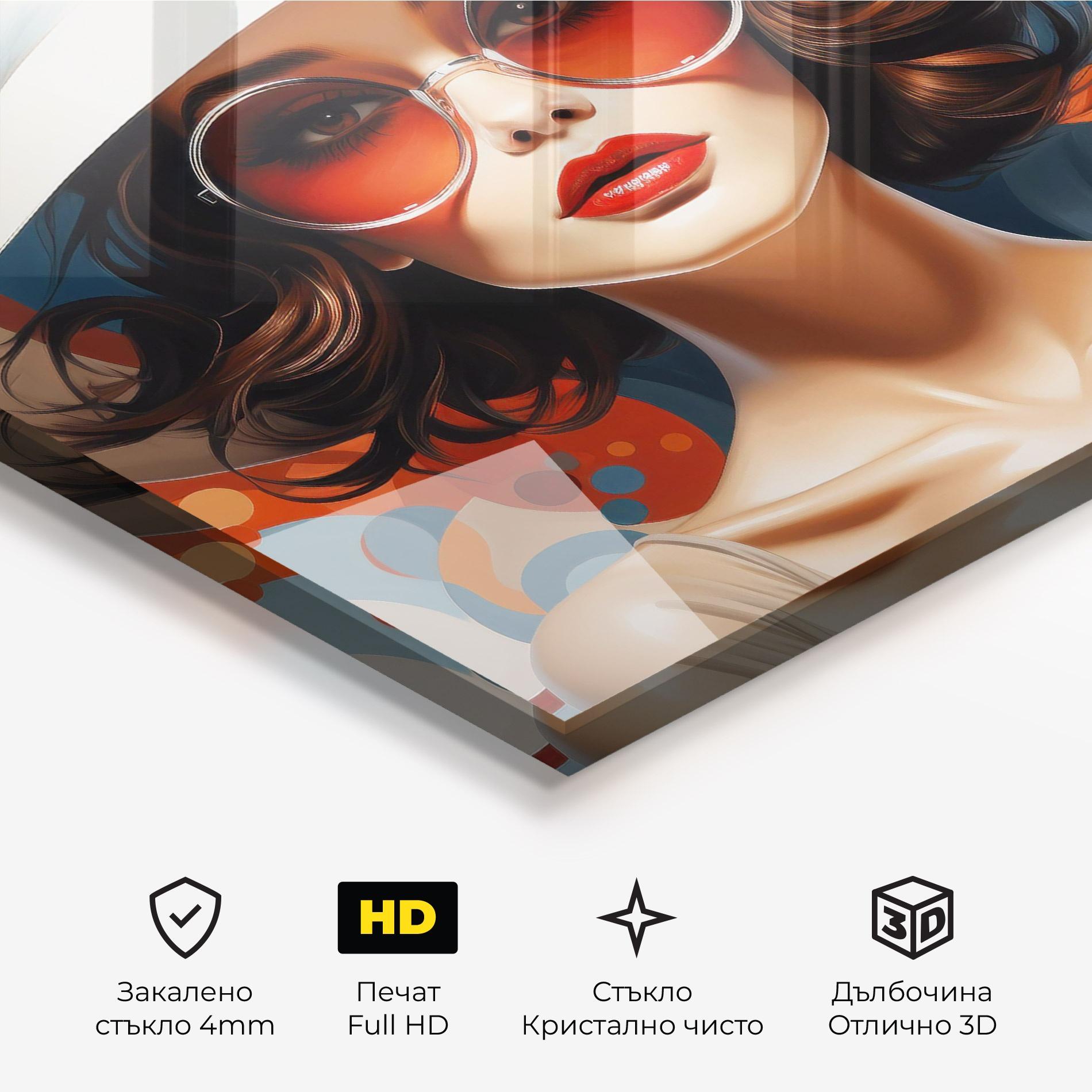 Стъклена картина Big Glasses Woman mockup 3