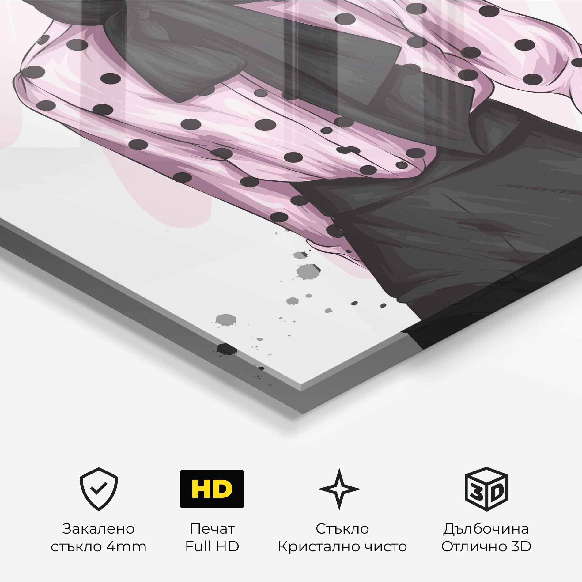 Стъклена картина Black Lips Diva mockup 3