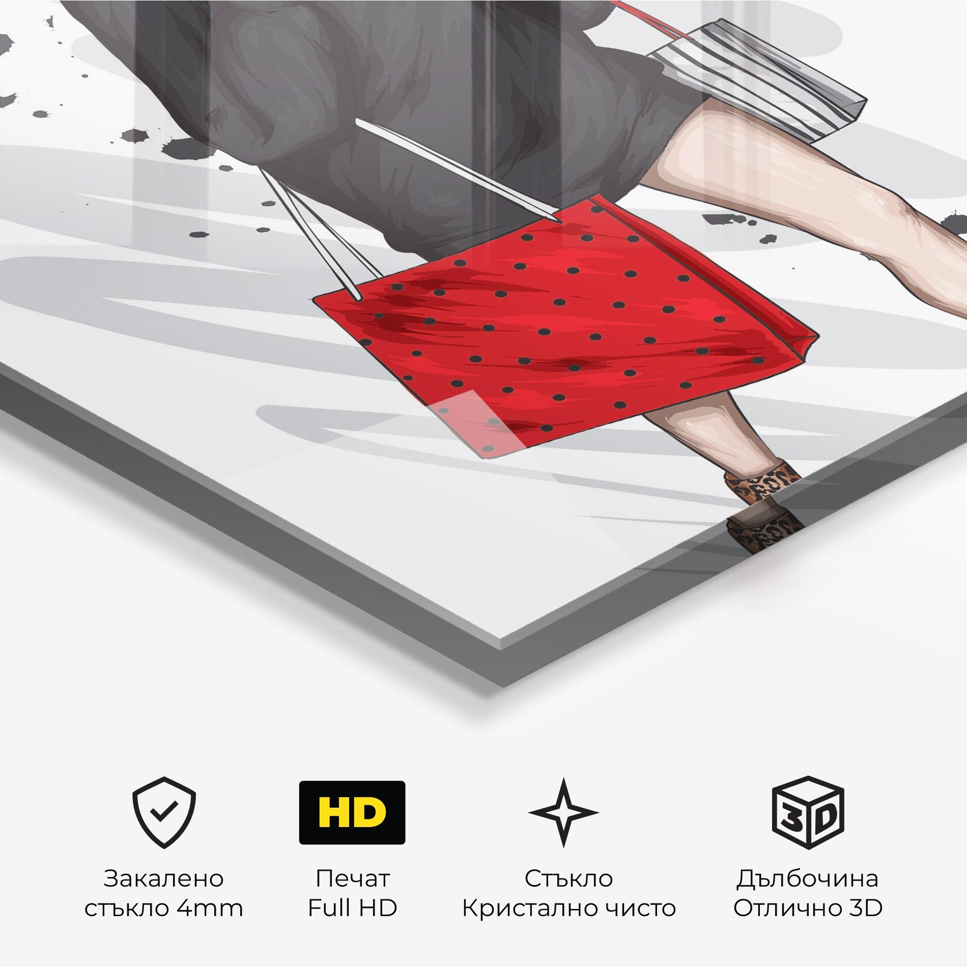 Стъклена картина Black Red Outfit mockup 3