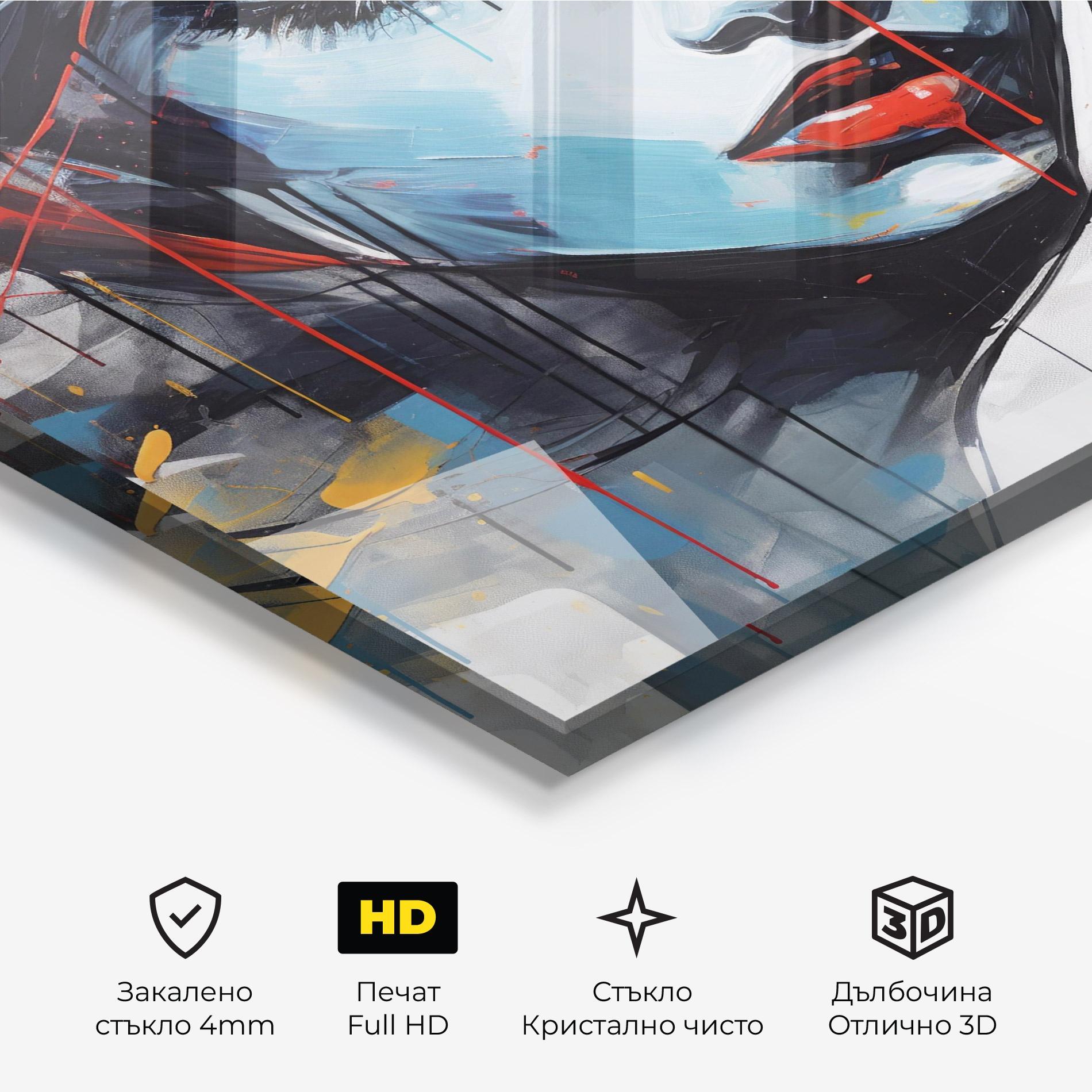 Стъклена картина Edgy Woman mockup 3