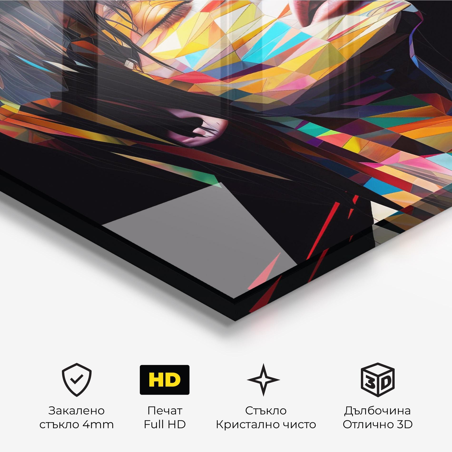 Стъклена картина Glitchy Woman mockup 3