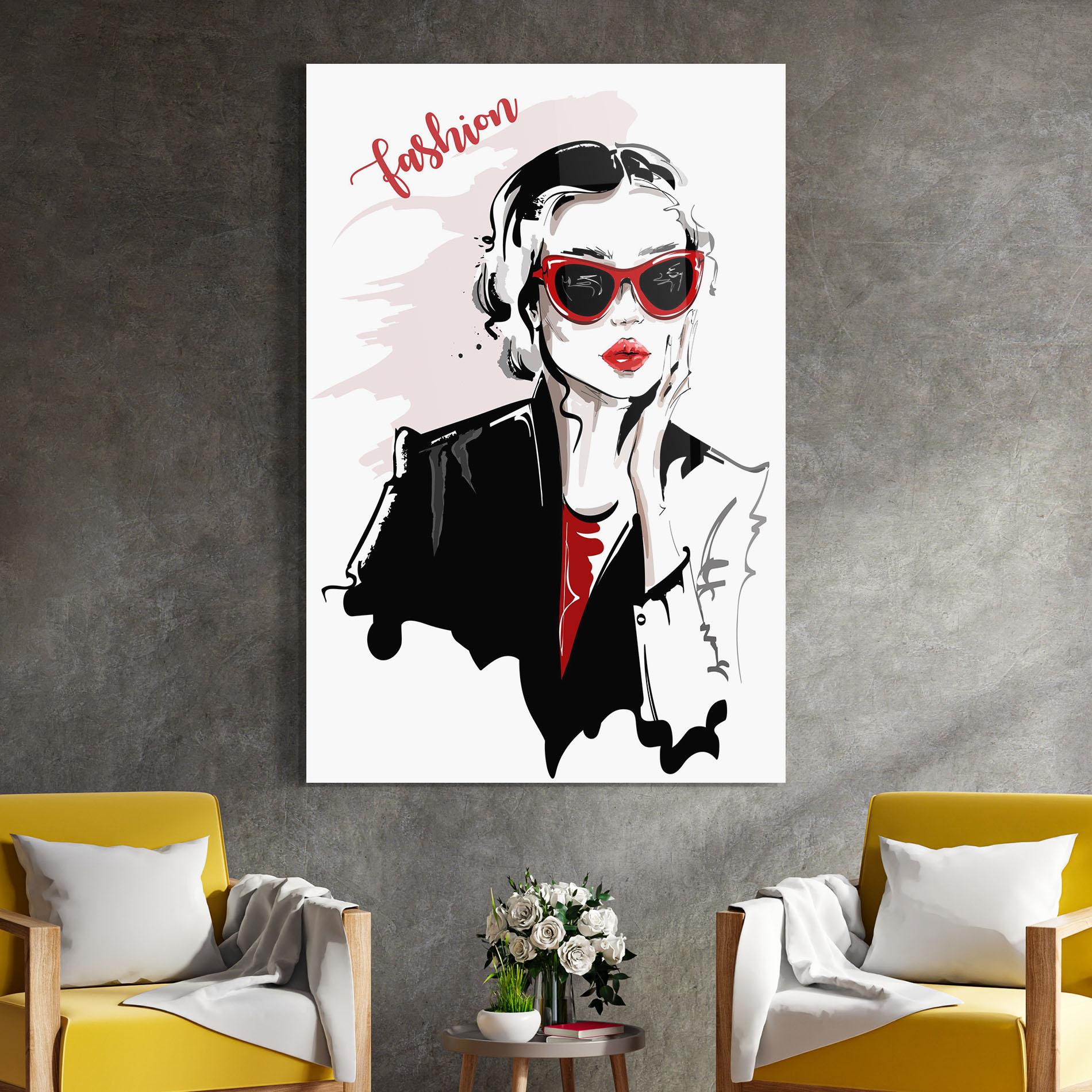 Стъклена картина Fashion Red Glasses mockup 4