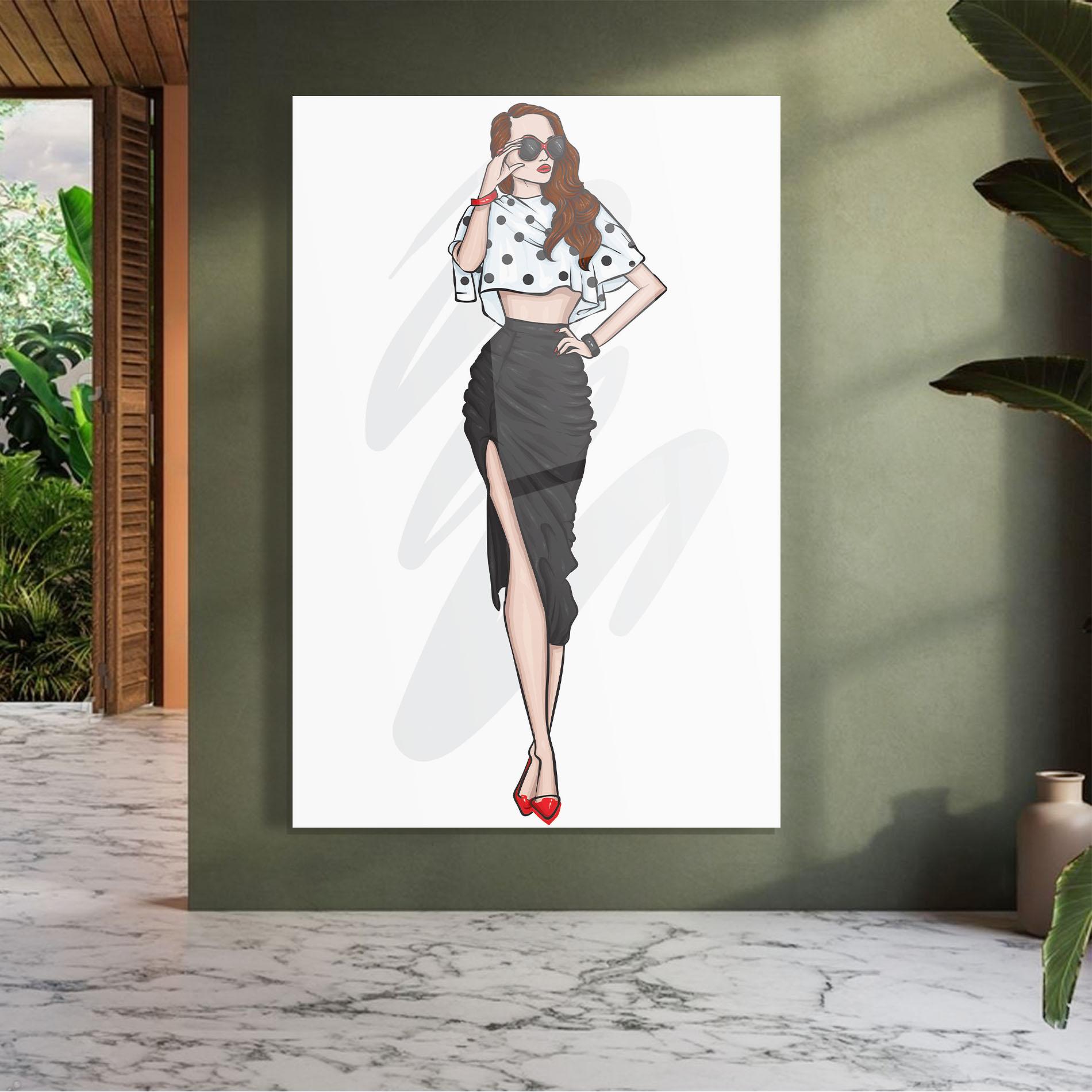 Стъклена картина Black Skirt Diva mockup 7