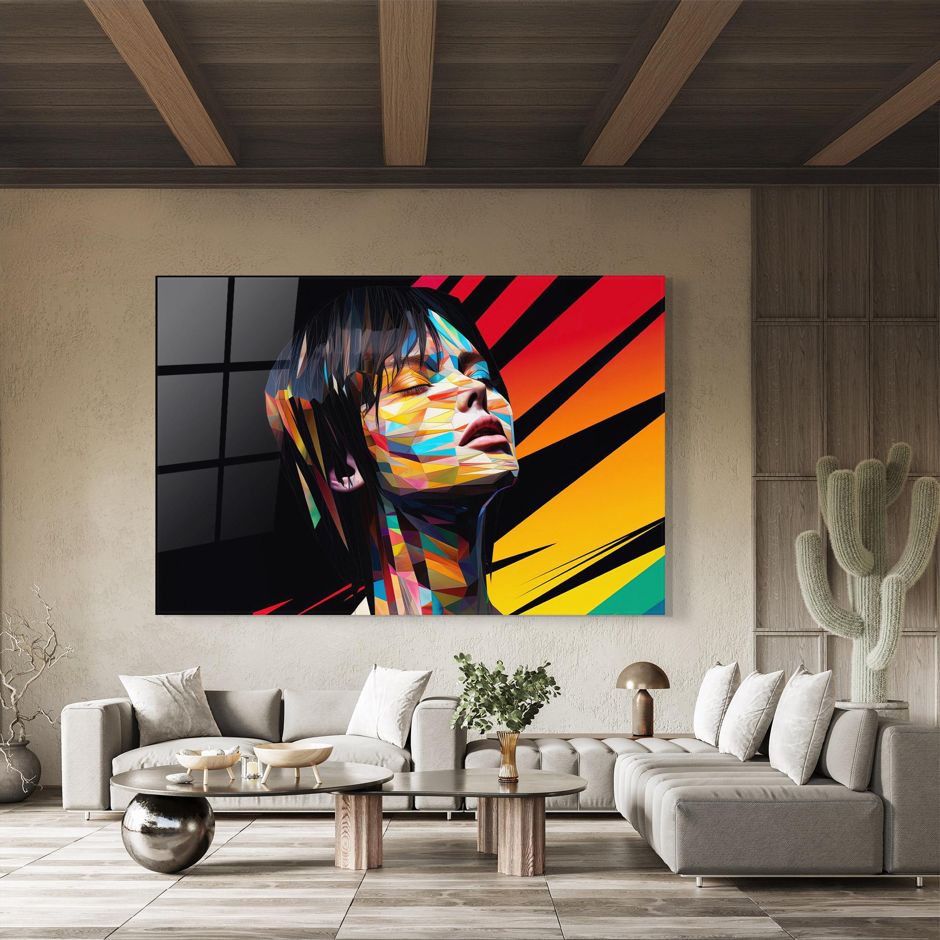 Стъклена картина Glitchy Woman mockup 8