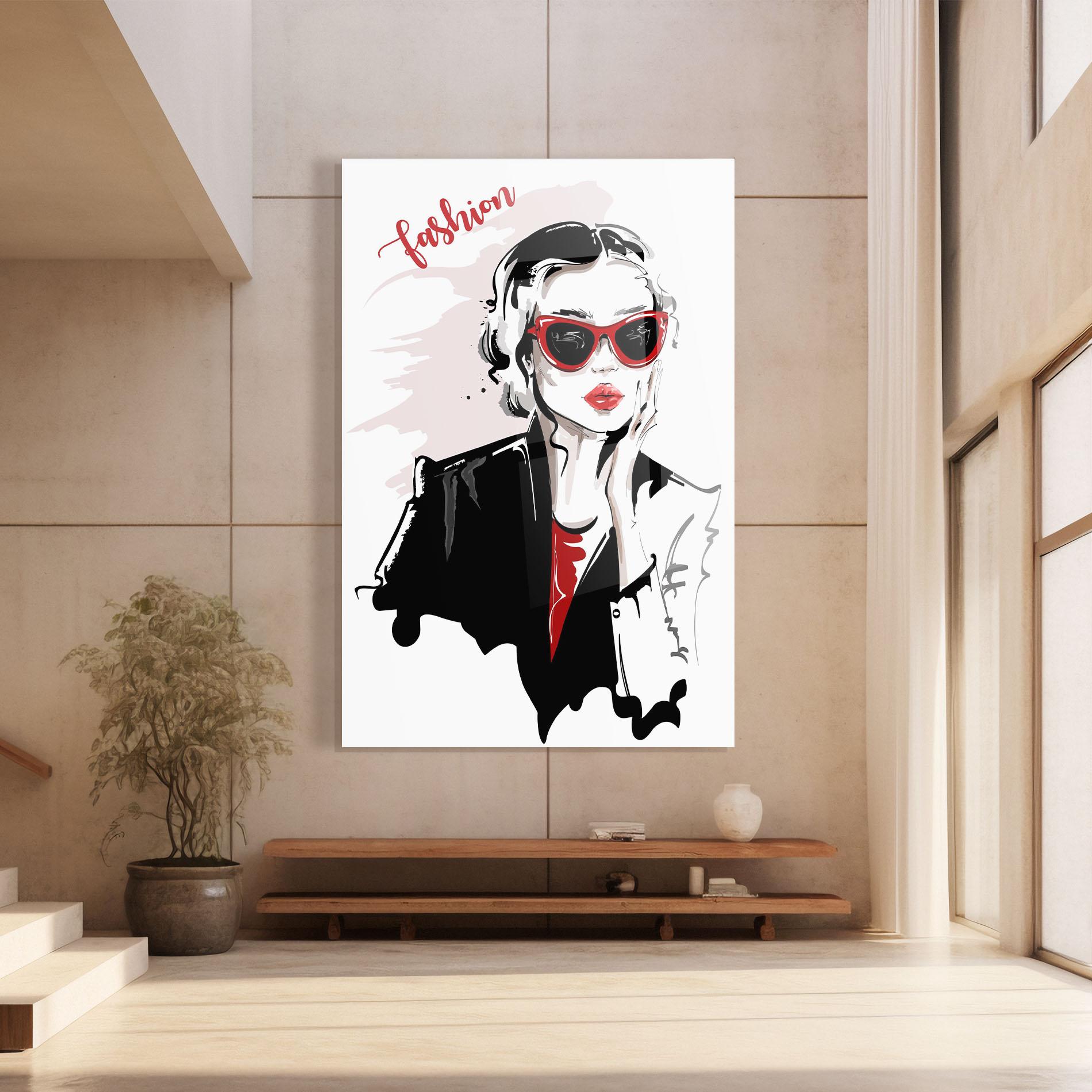 Стъклена картина Fashion Red Glasses mockup 8