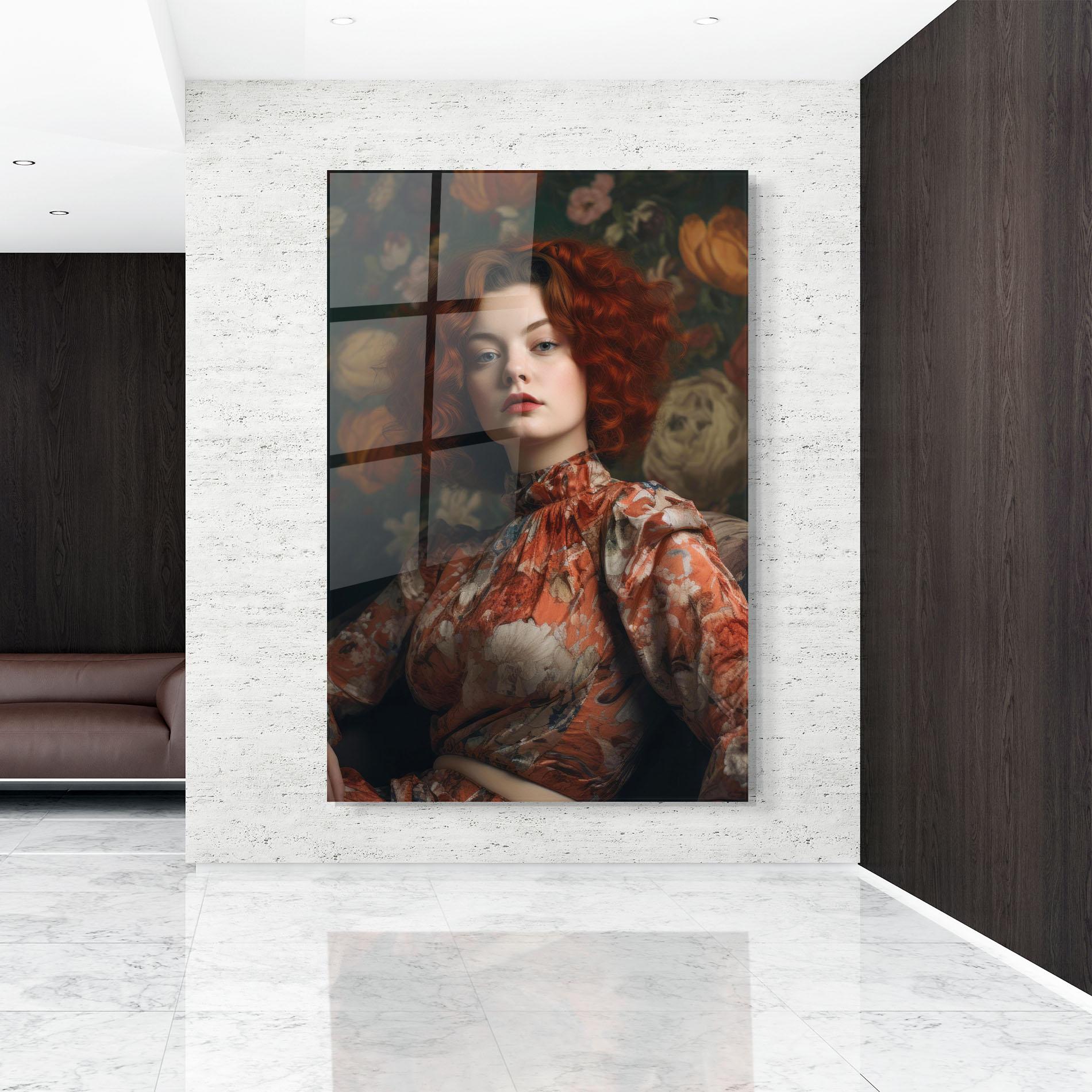 Стъклена картина Red Vintage Hair mockup 9