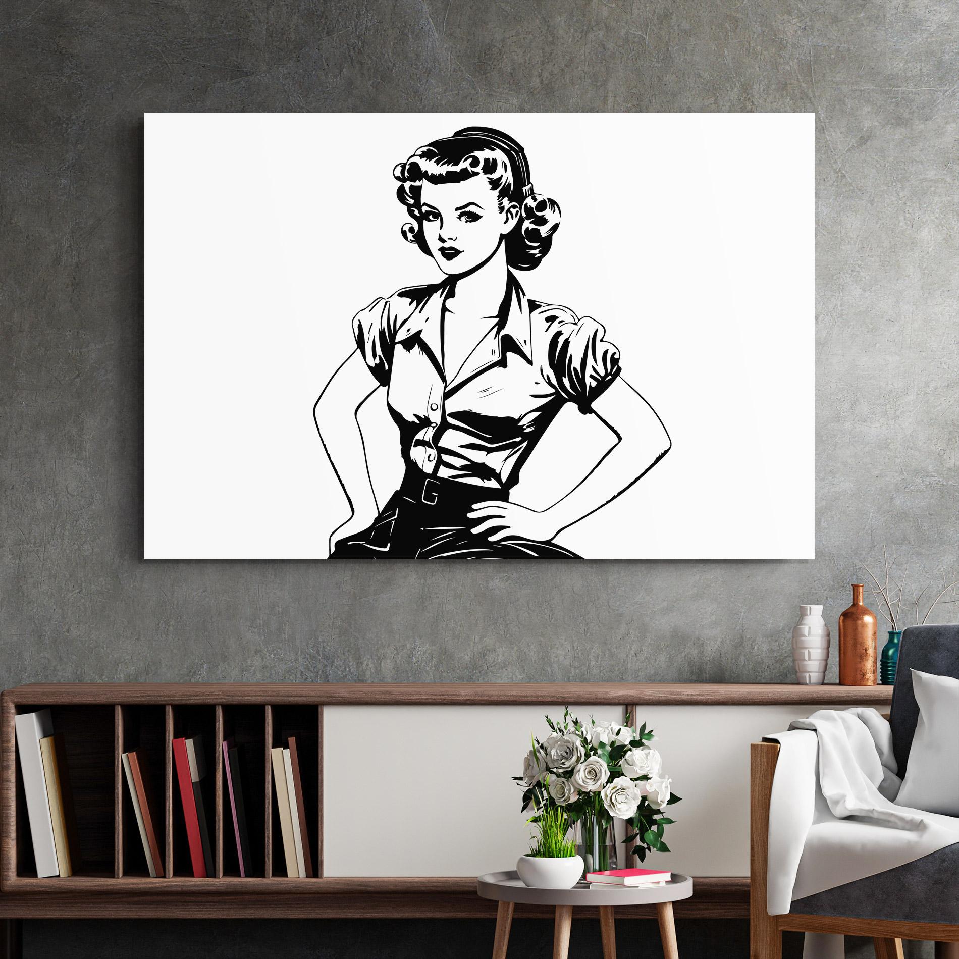 Стъклена картина Pretty Shilouette Girl mockup 2