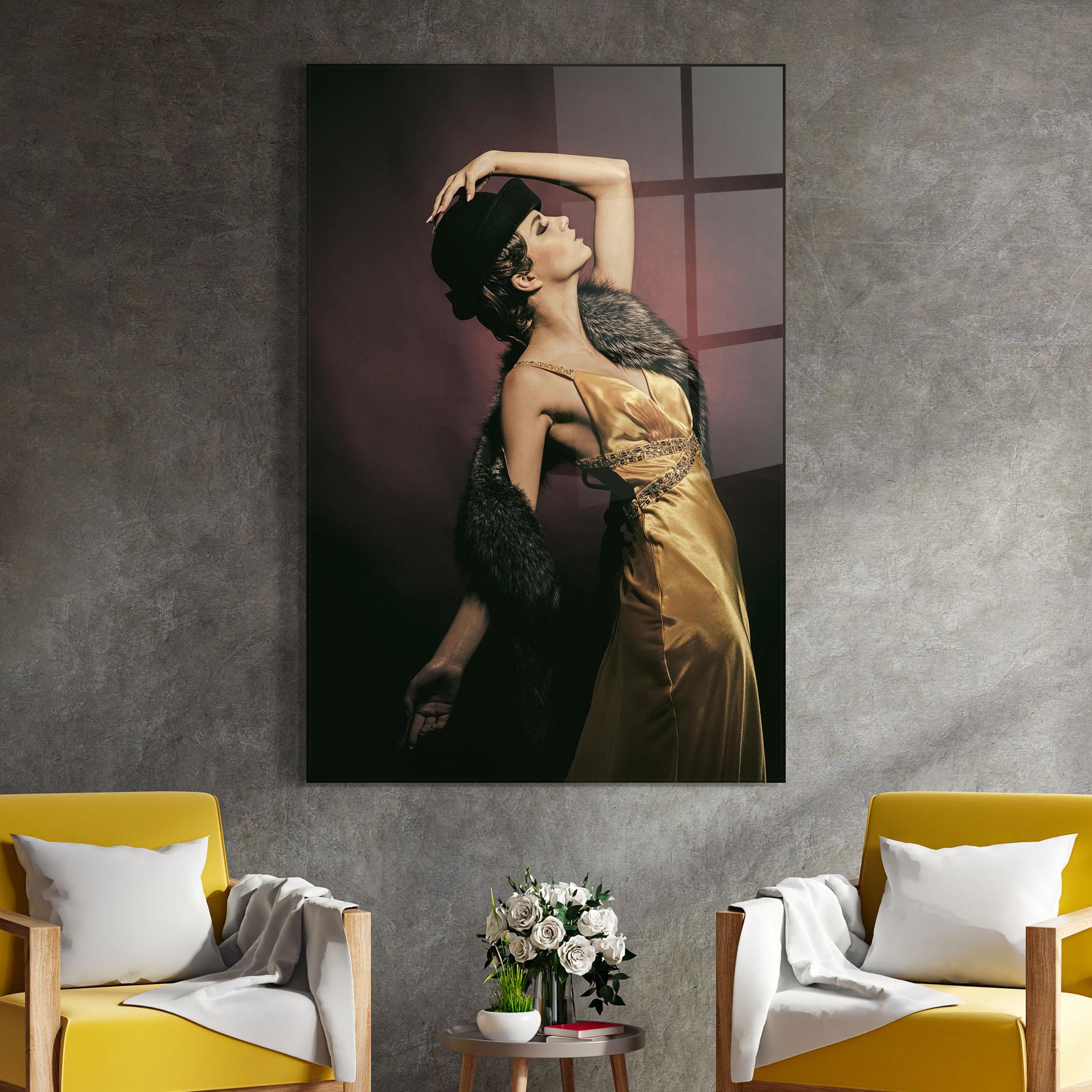 Стъклена картина Dancing Vintage Clothes mockup 4