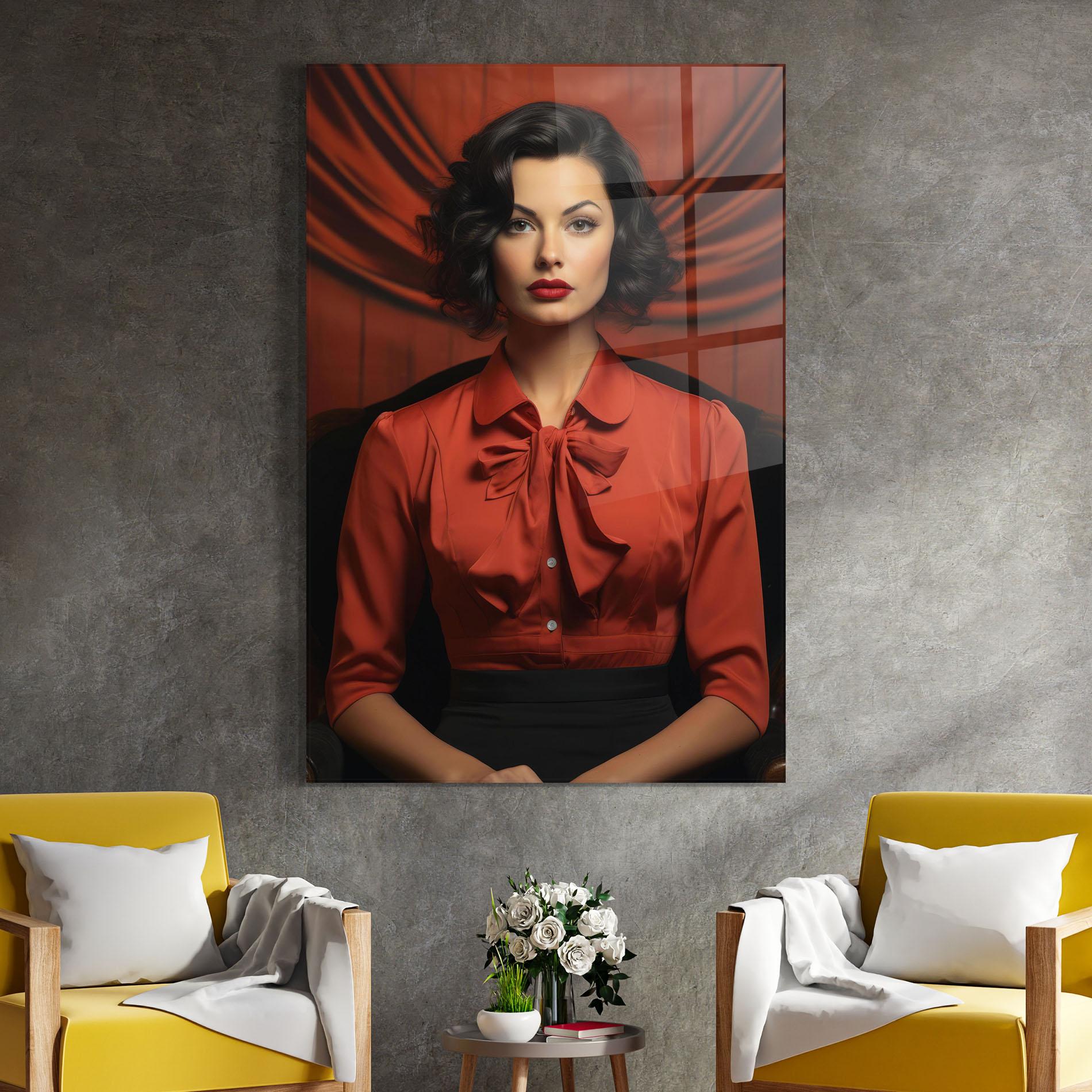 Стъклена картина Pretty Red Blouse mockup 4