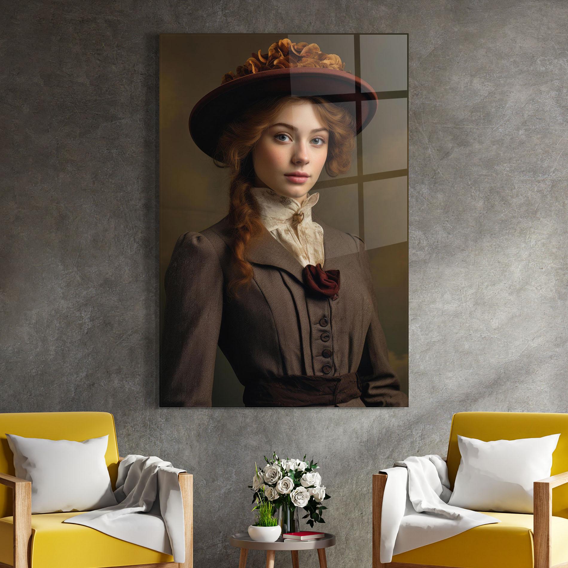 Стъклена картина Red Orange Hat mockup 4