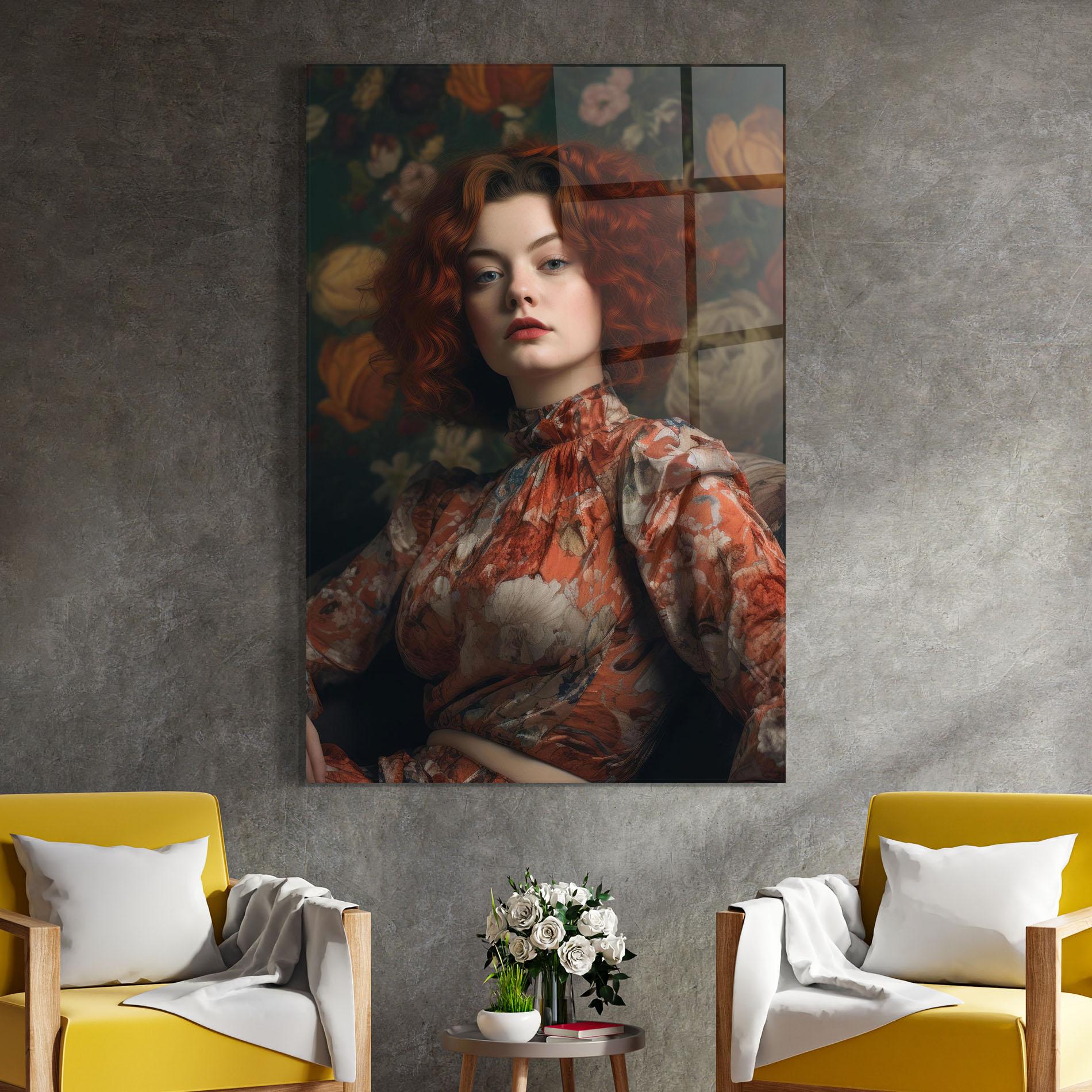 Стъклена картина Red Vintage Hair mockup 4